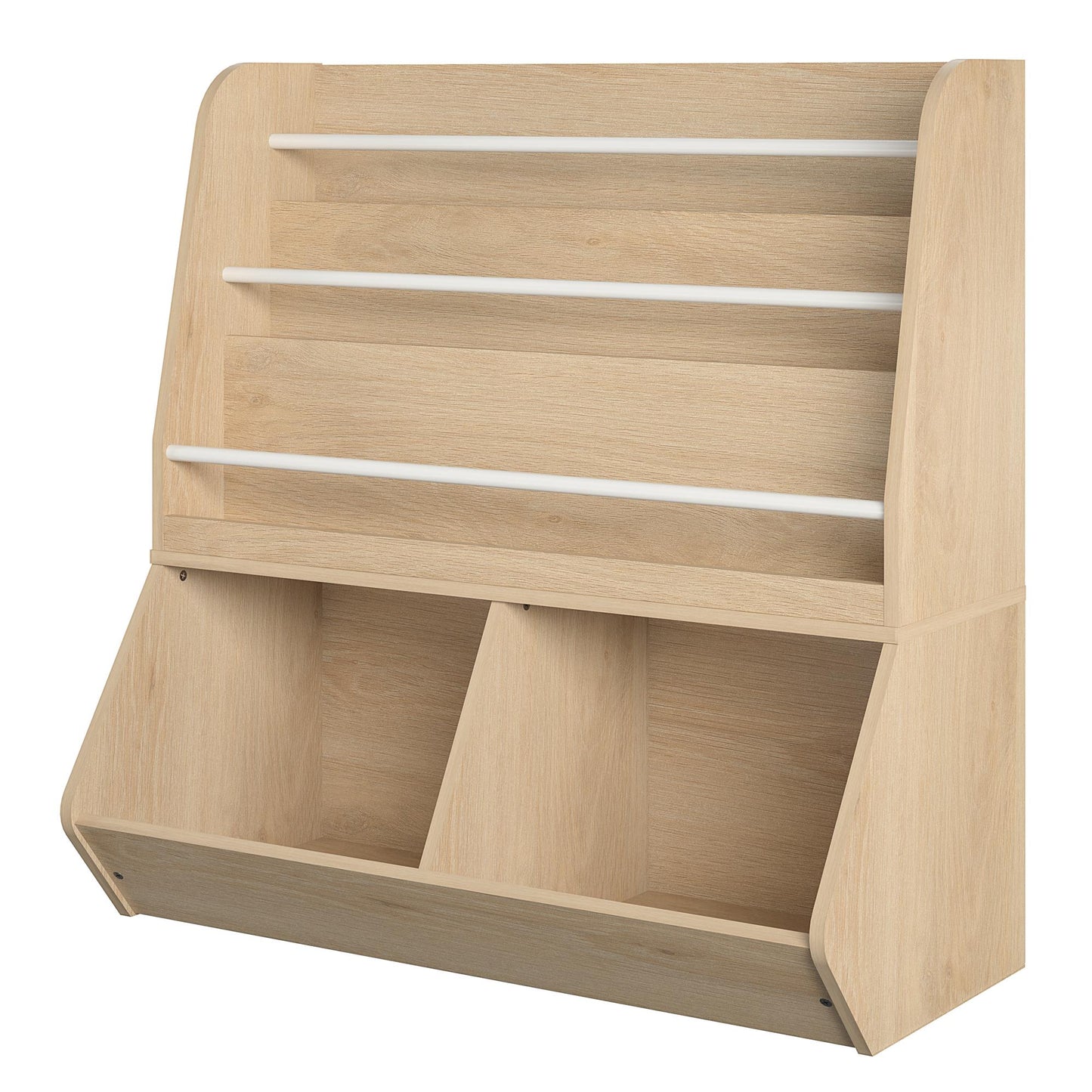 Jocelyn Kids Book and Toy Storage with 3 Shelves and 2 Open Compartments - Blonde Oak