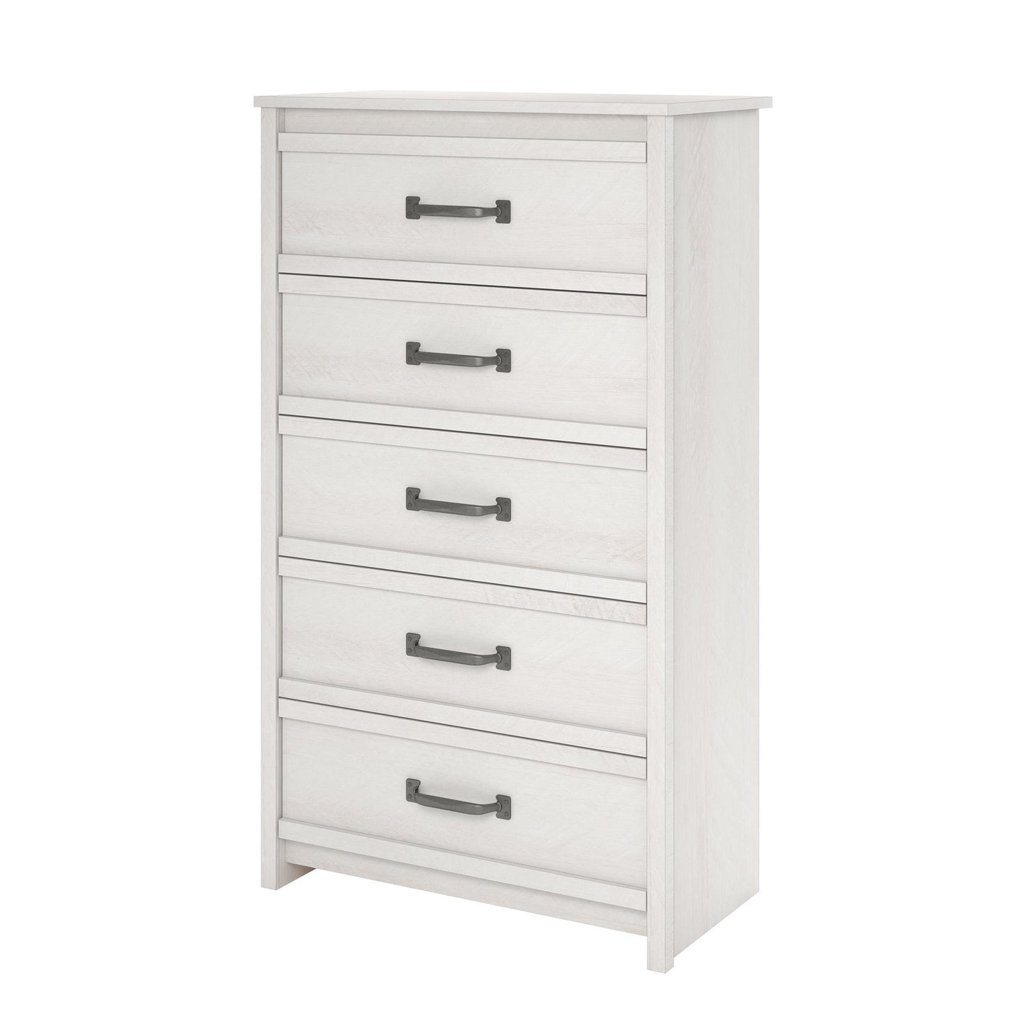 Bassinger 5 Drawer Bedroom Dresser with Pewter Handles - Ivory Oak