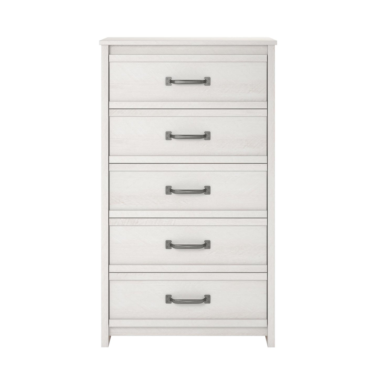 Bassinger 5 Drawer Bedroom Dresser with Pewter Handles - Ivory Oak