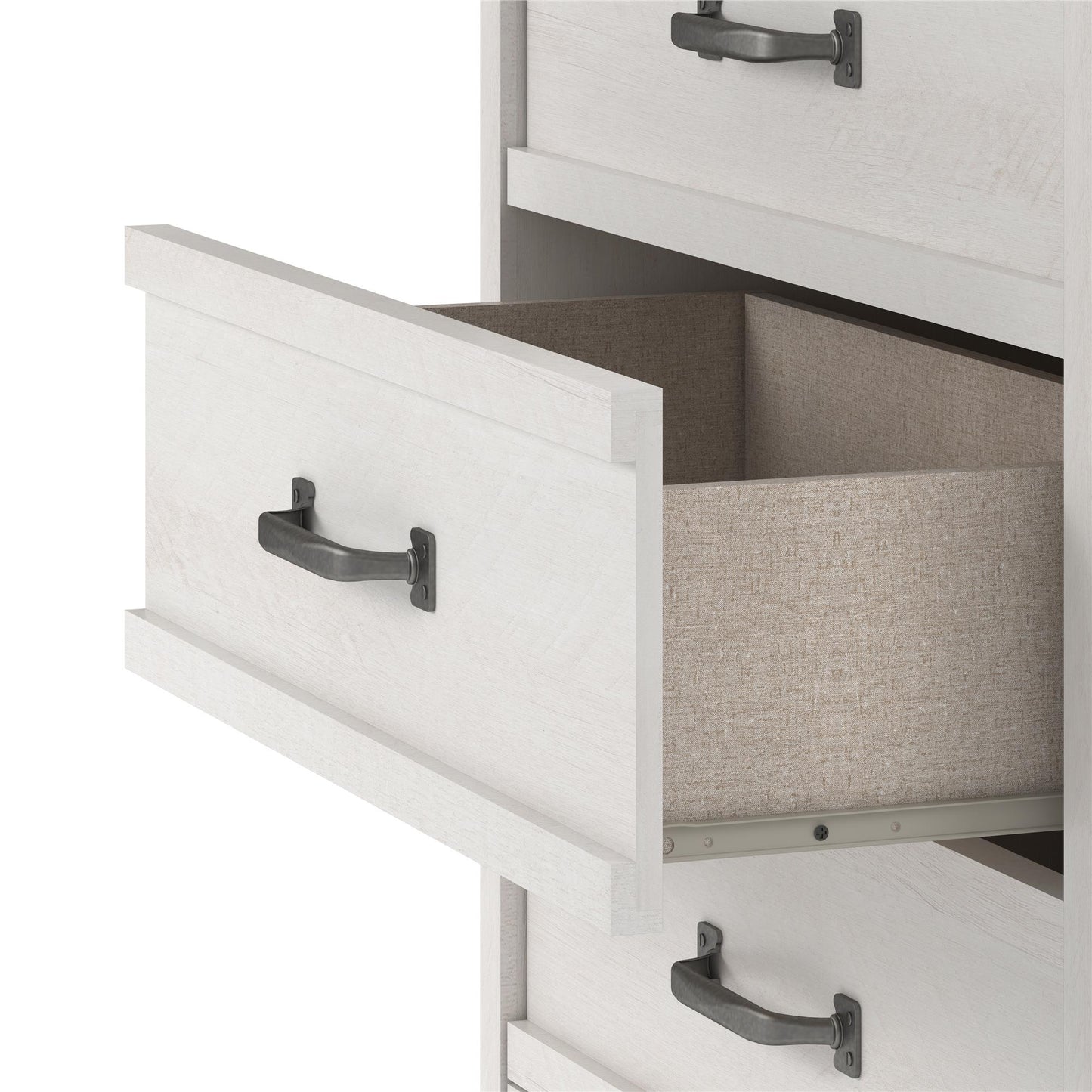 Bassinger 5 Drawer Bedroom Dresser with Pewter Handles - Ivory Oak