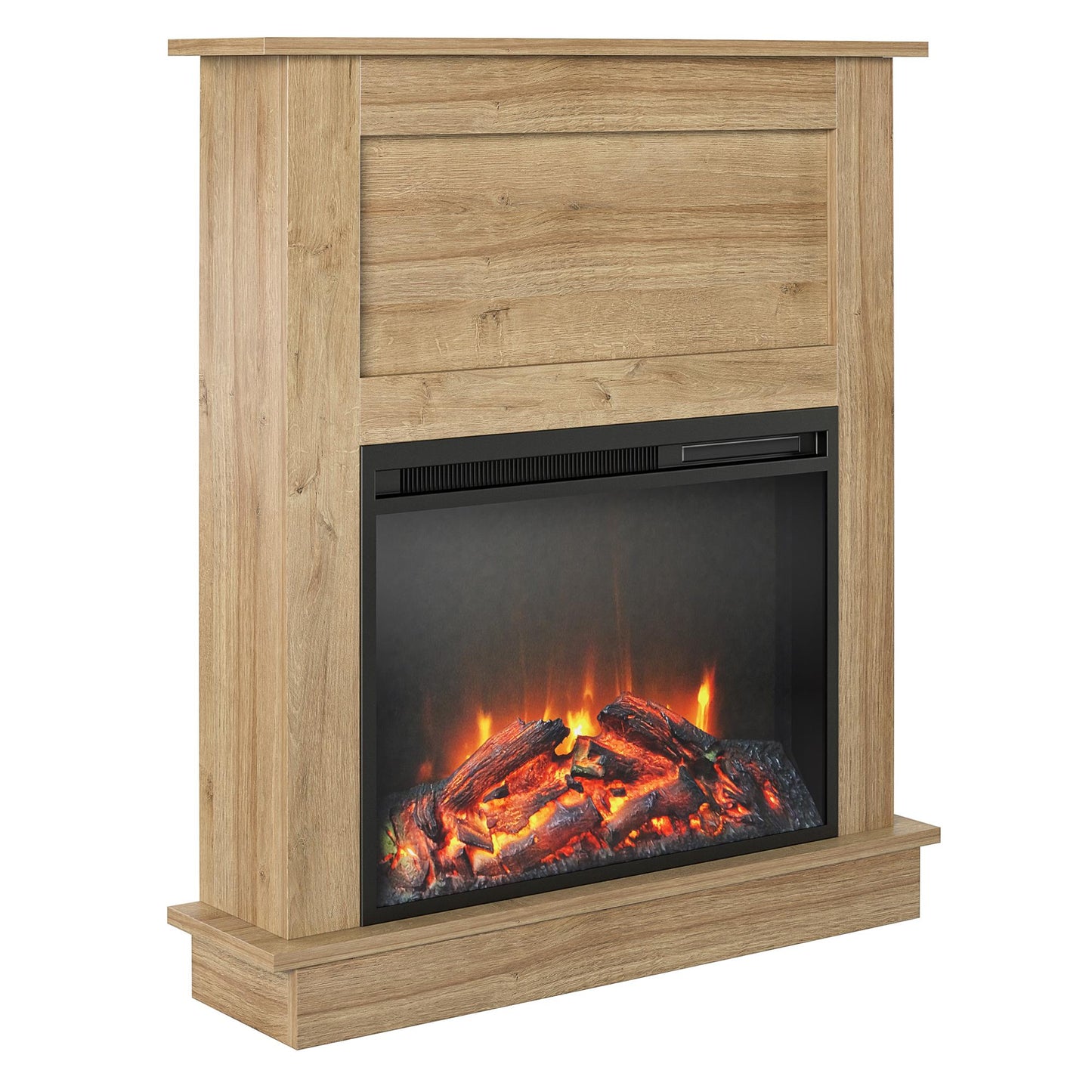 Ellsworth Modern Electric Fireplace with Mantel and 23 Inch Fireplace Insert - Natural