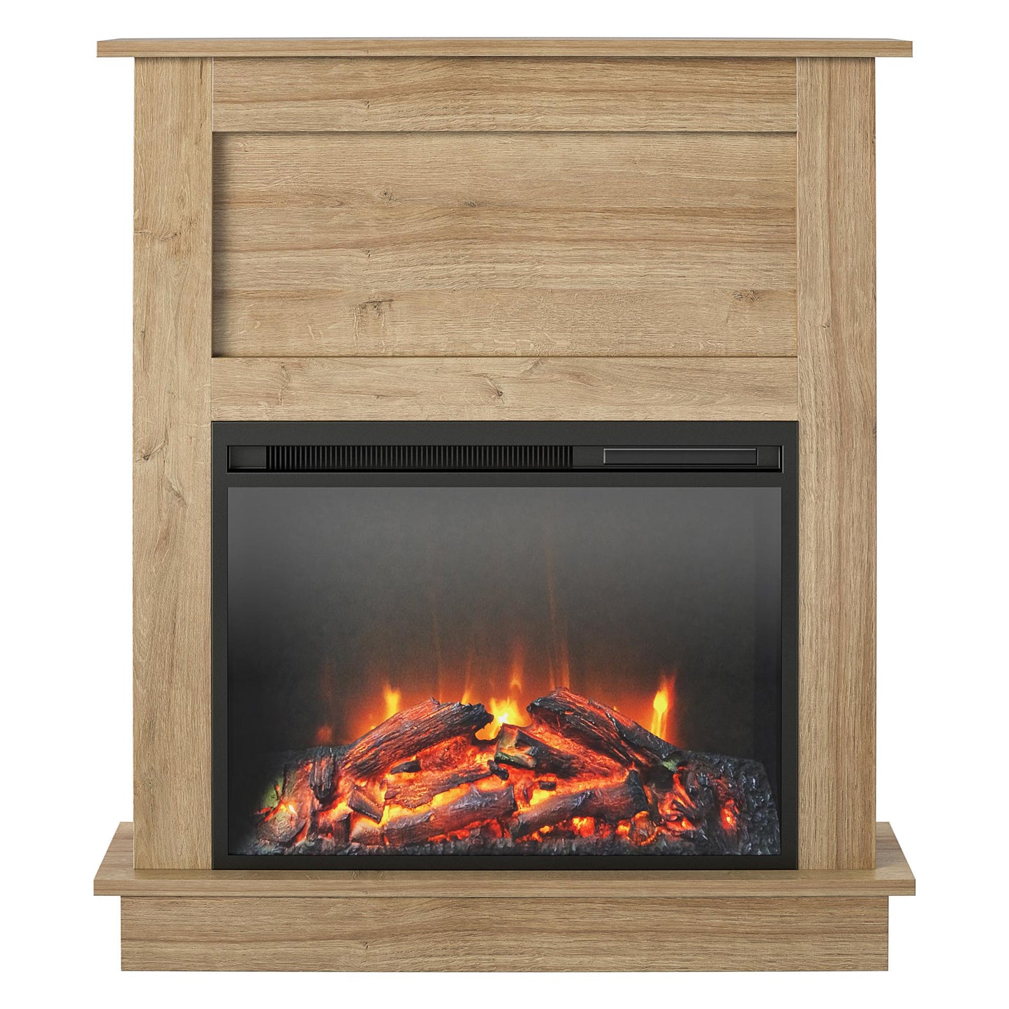 Ellsworth Modern Electric Fireplace with Mantel and 23 Inch Fireplace Insert - Natural