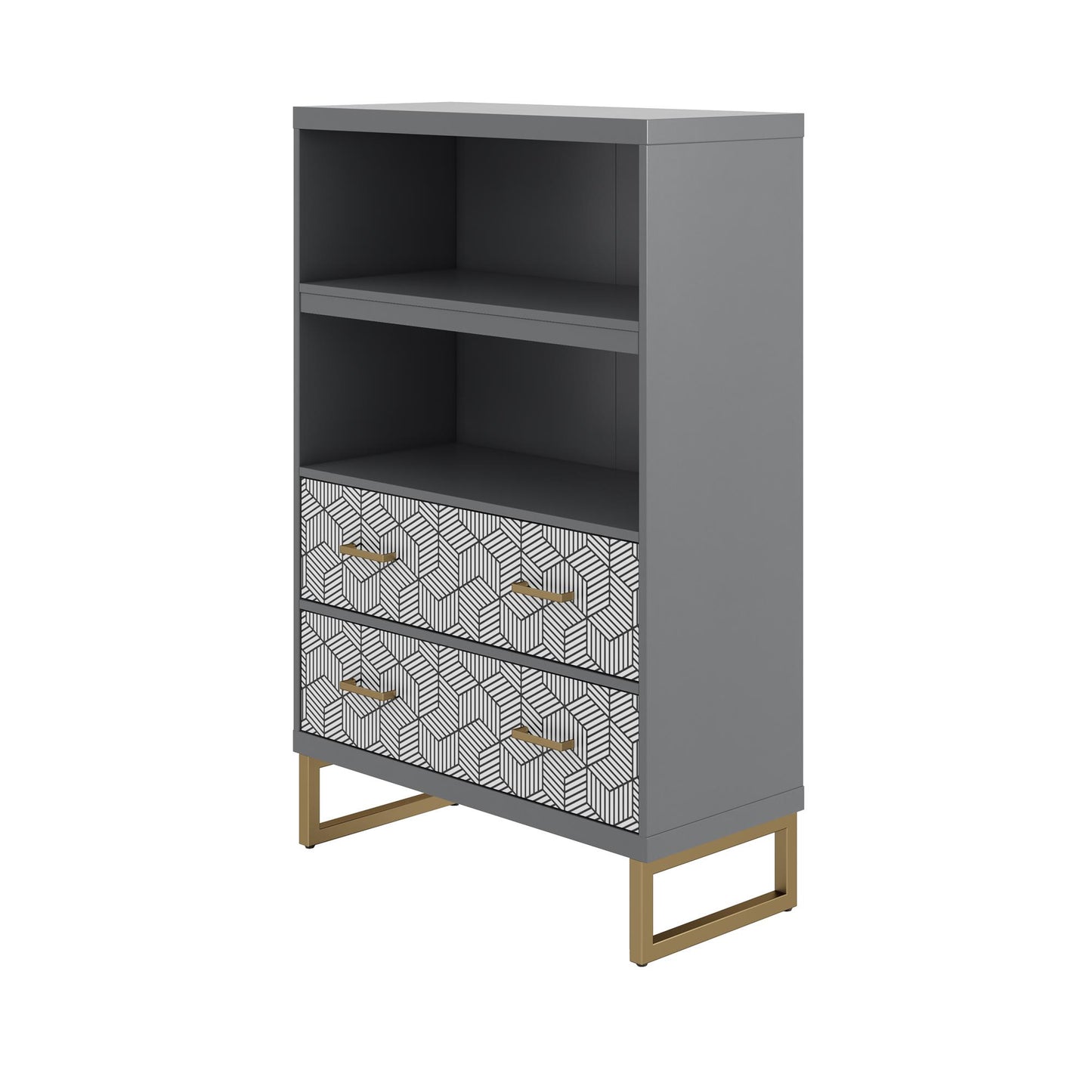 Scarlett Bookcase with Drawers - Graphite Grey
