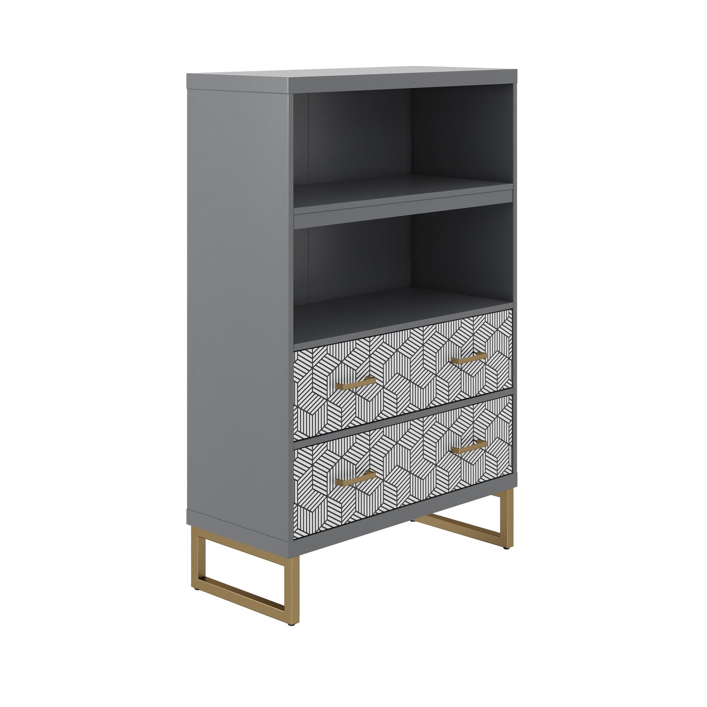 Scarlett Bookcase with Drawers - Graphite Grey