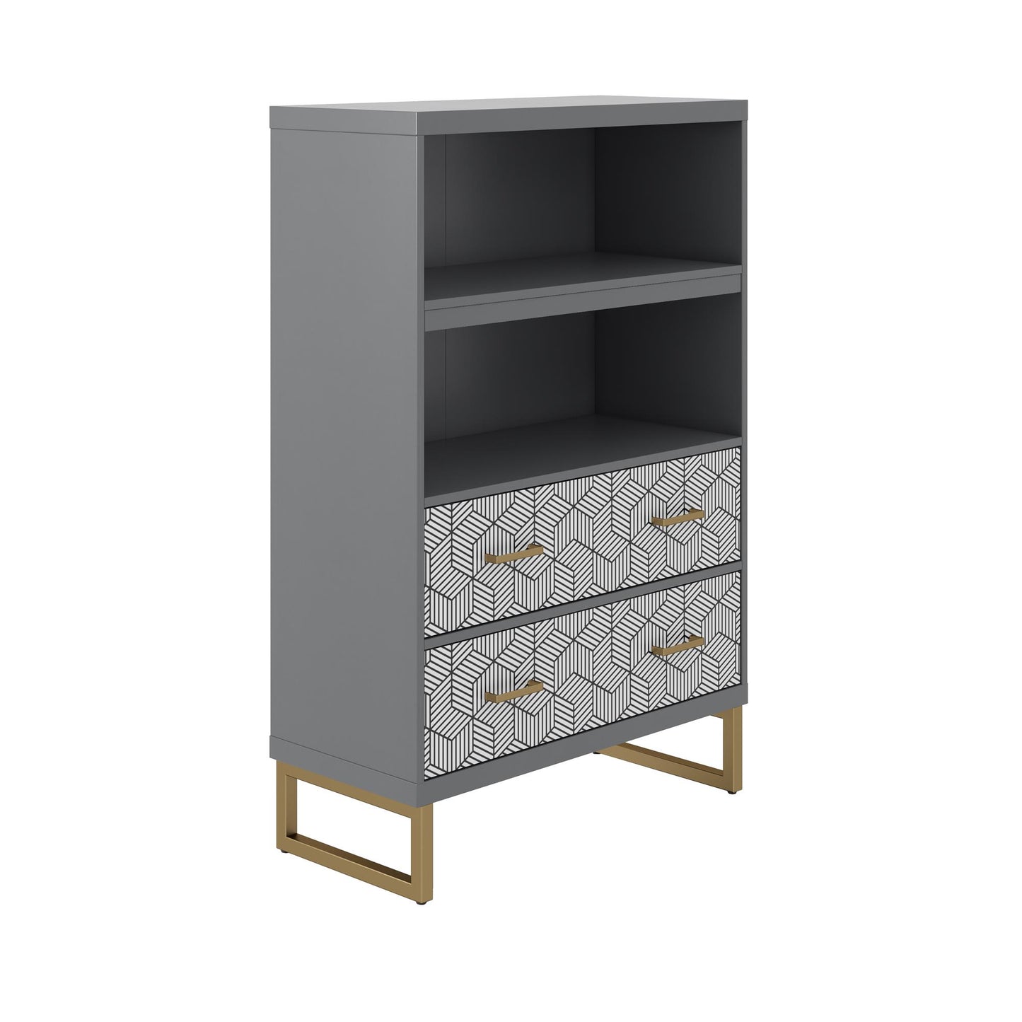 Scarlett Bookcase with Drawers - Graphite Grey