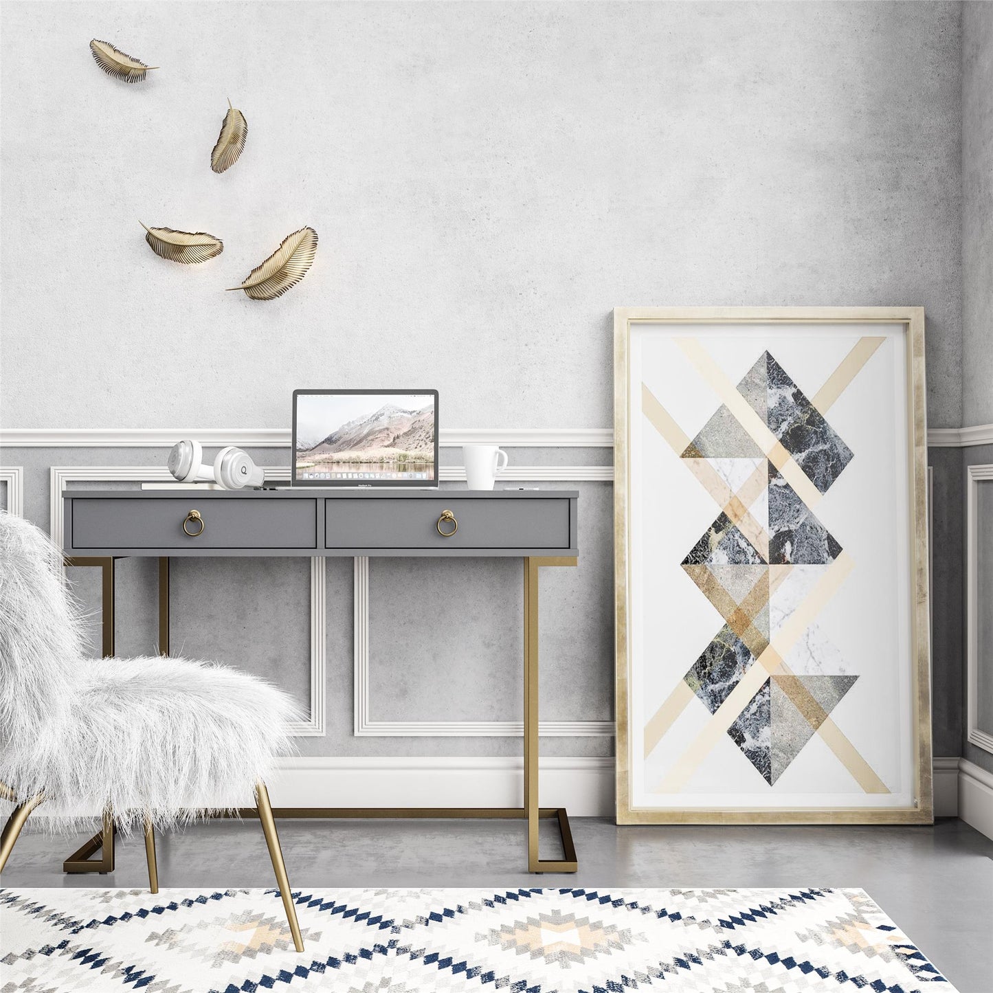 Camila Writing Desk, Graphite Gray - Graphite Grey
