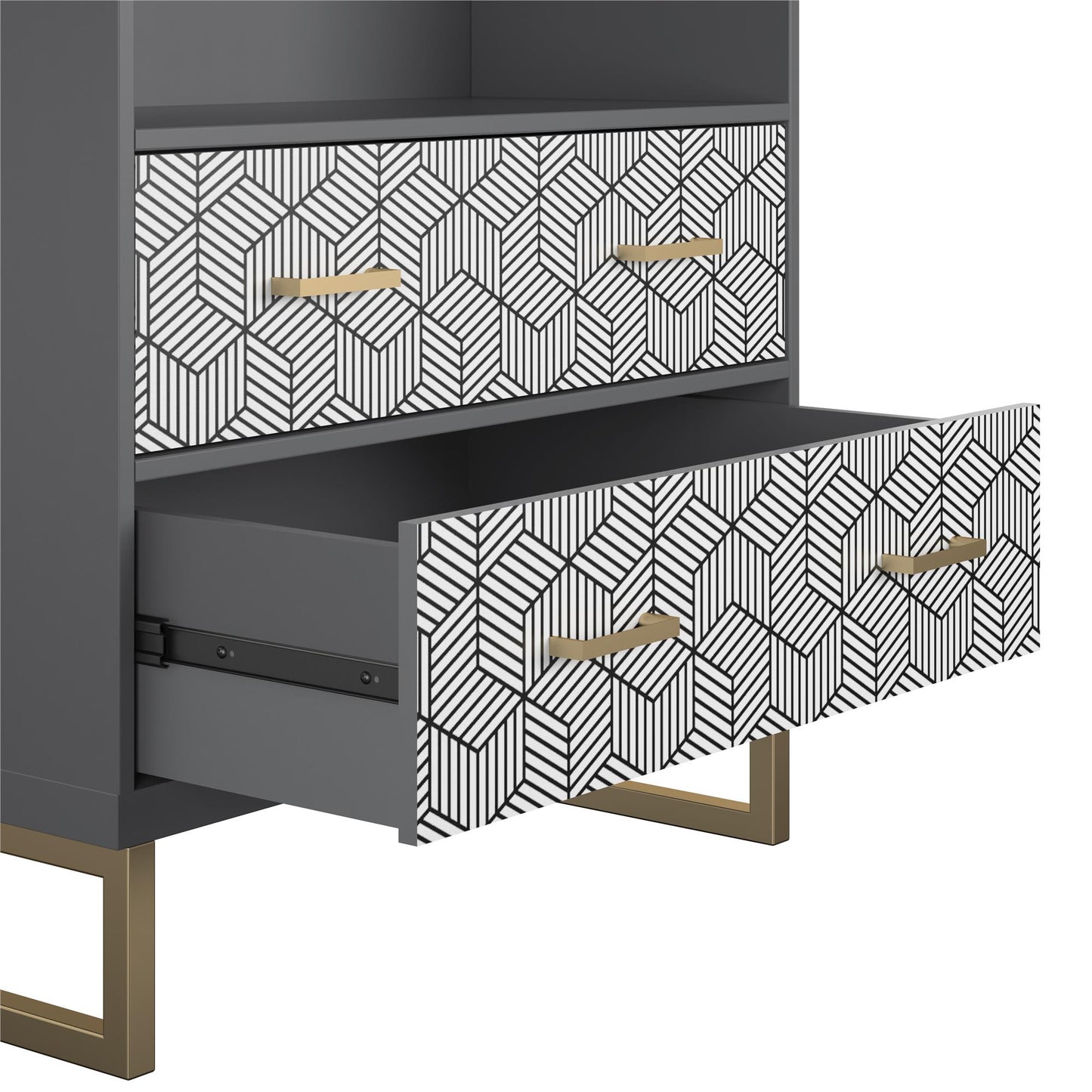 Scarlett Bookcase with Drawers - Graphite Grey