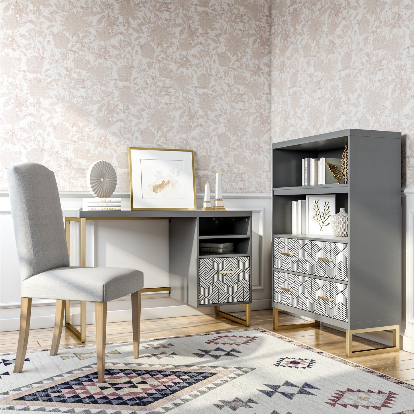 Scarlett Bookcase with Drawers - Graphite Grey