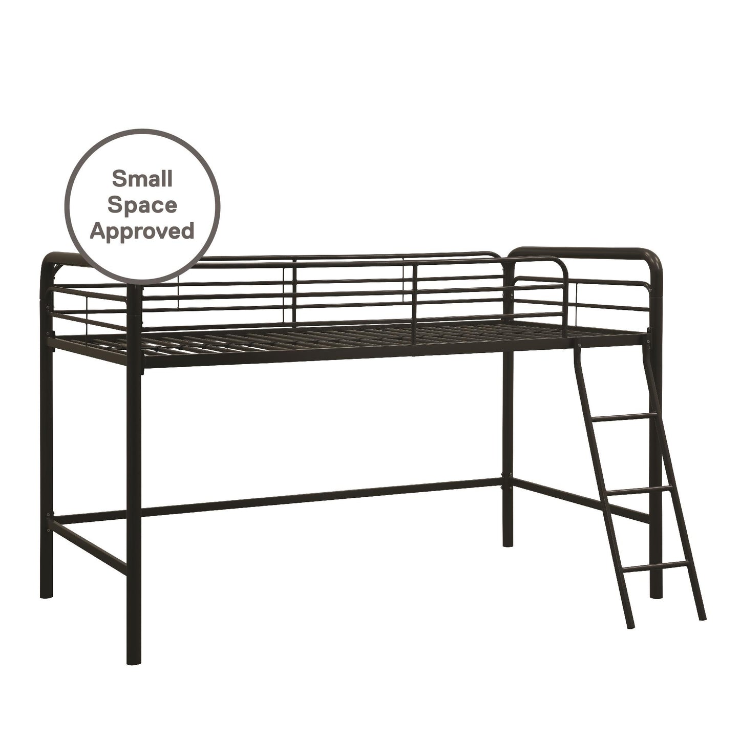 Jett Junior Loft Bed with Metal Frame and Built-In Ladder - Black - Twin