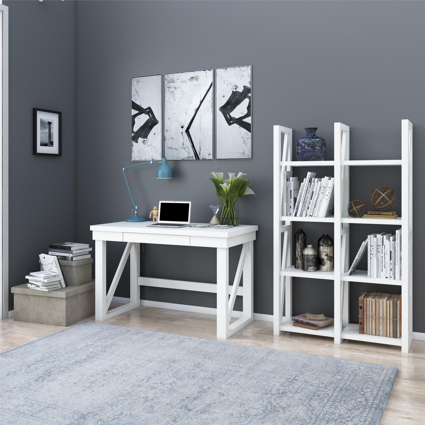 Crestwood Computer Desk with 1 Storage Drawer - White
