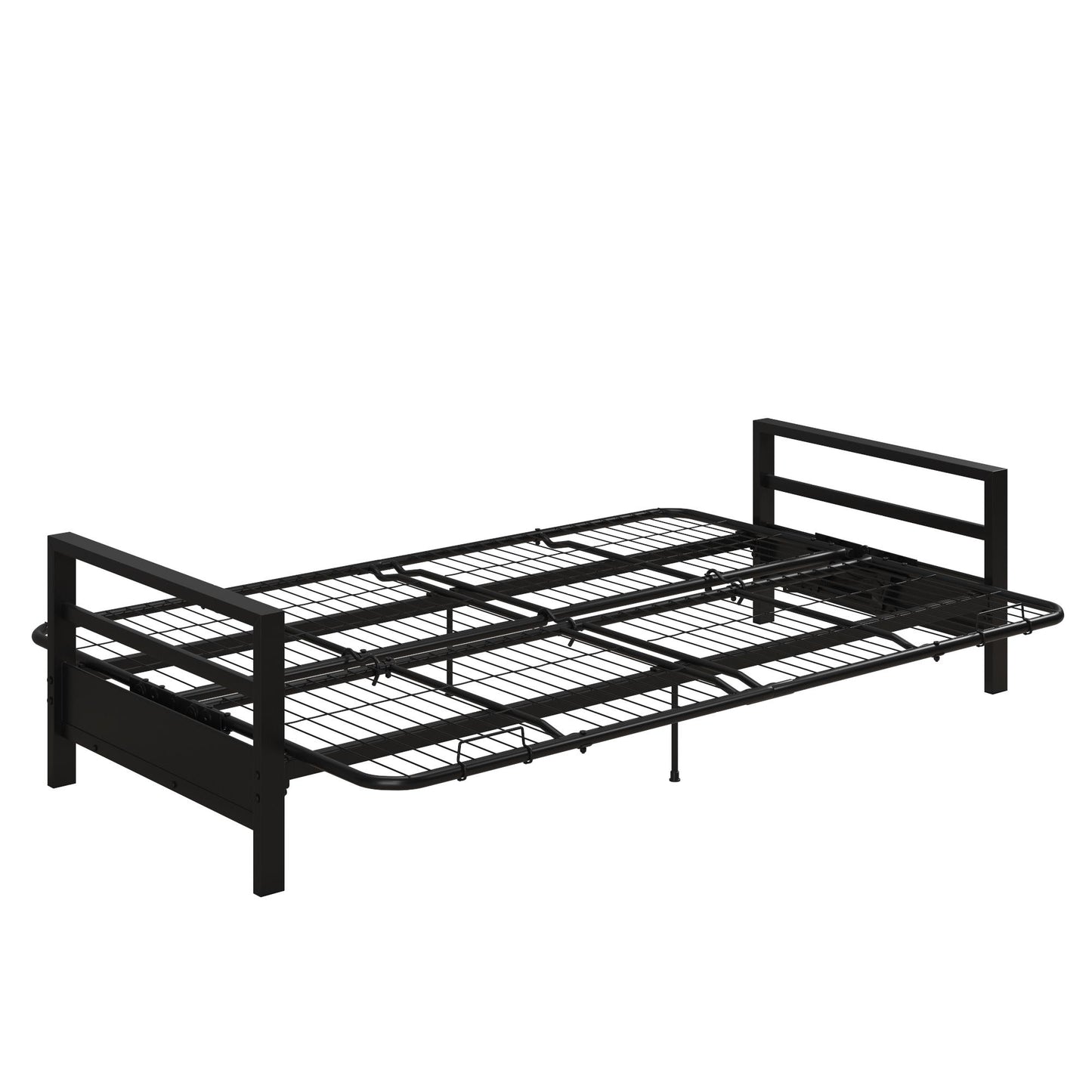Miles Metal Futon Frame with Metal Mesh and Retainer Clips - Black
