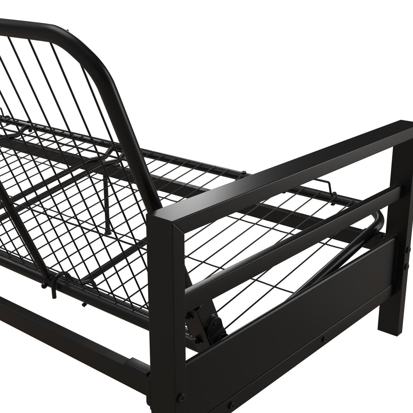 Miles Metal Futon Frame with Metal Mesh and Retainer Clips - Black