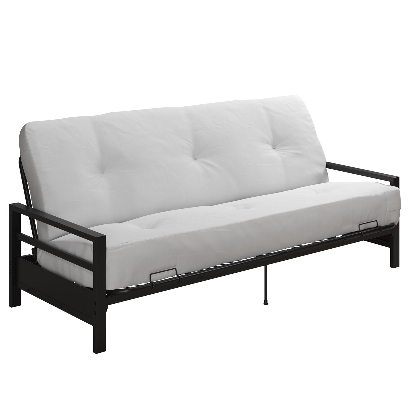 Miles Metal Futon Frame with Metal Mesh and Retainer Clips - Black
