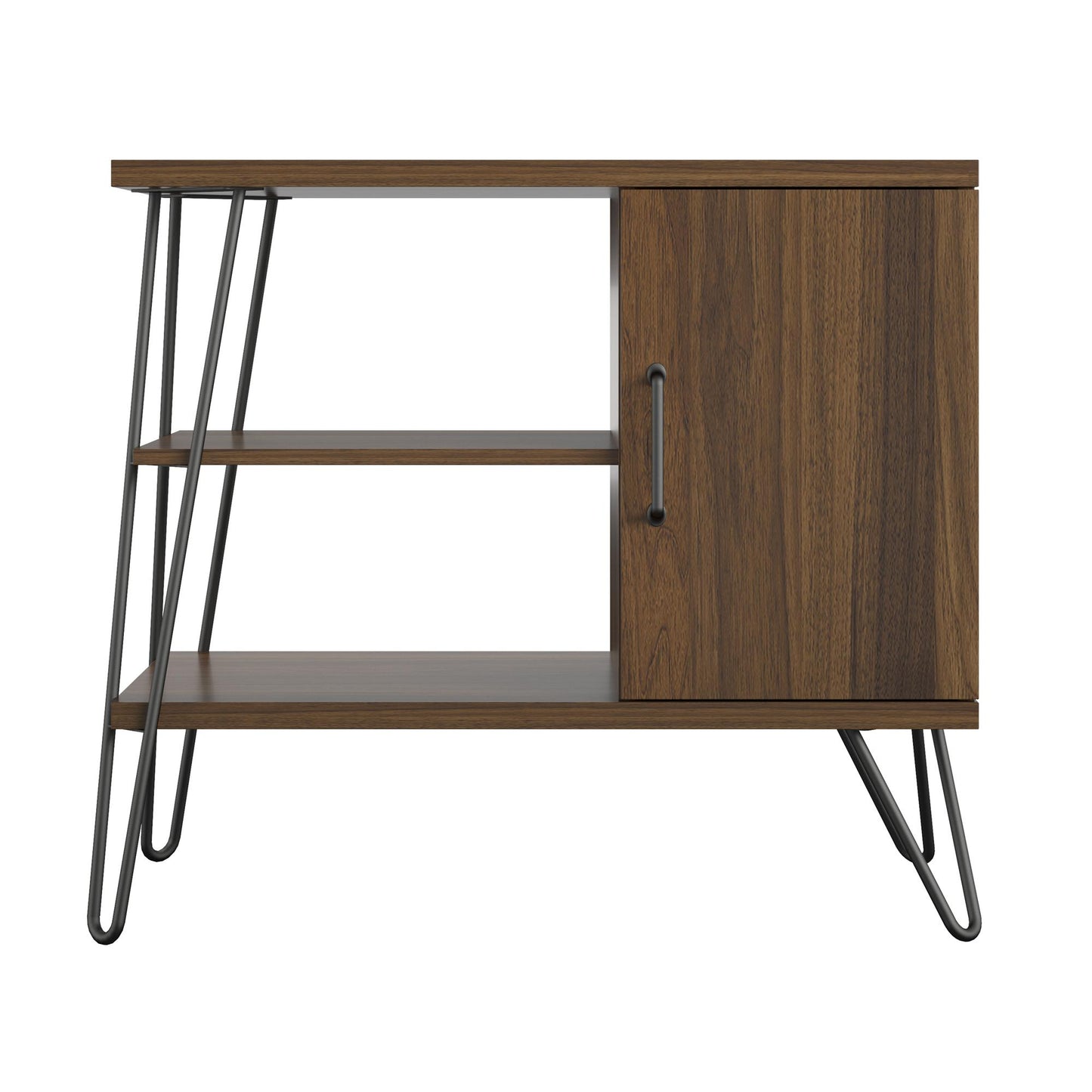 Haven Retro 3 Shelf Bookcase with Open and Closed Storage and Hairpin Legs - Florence Walnut