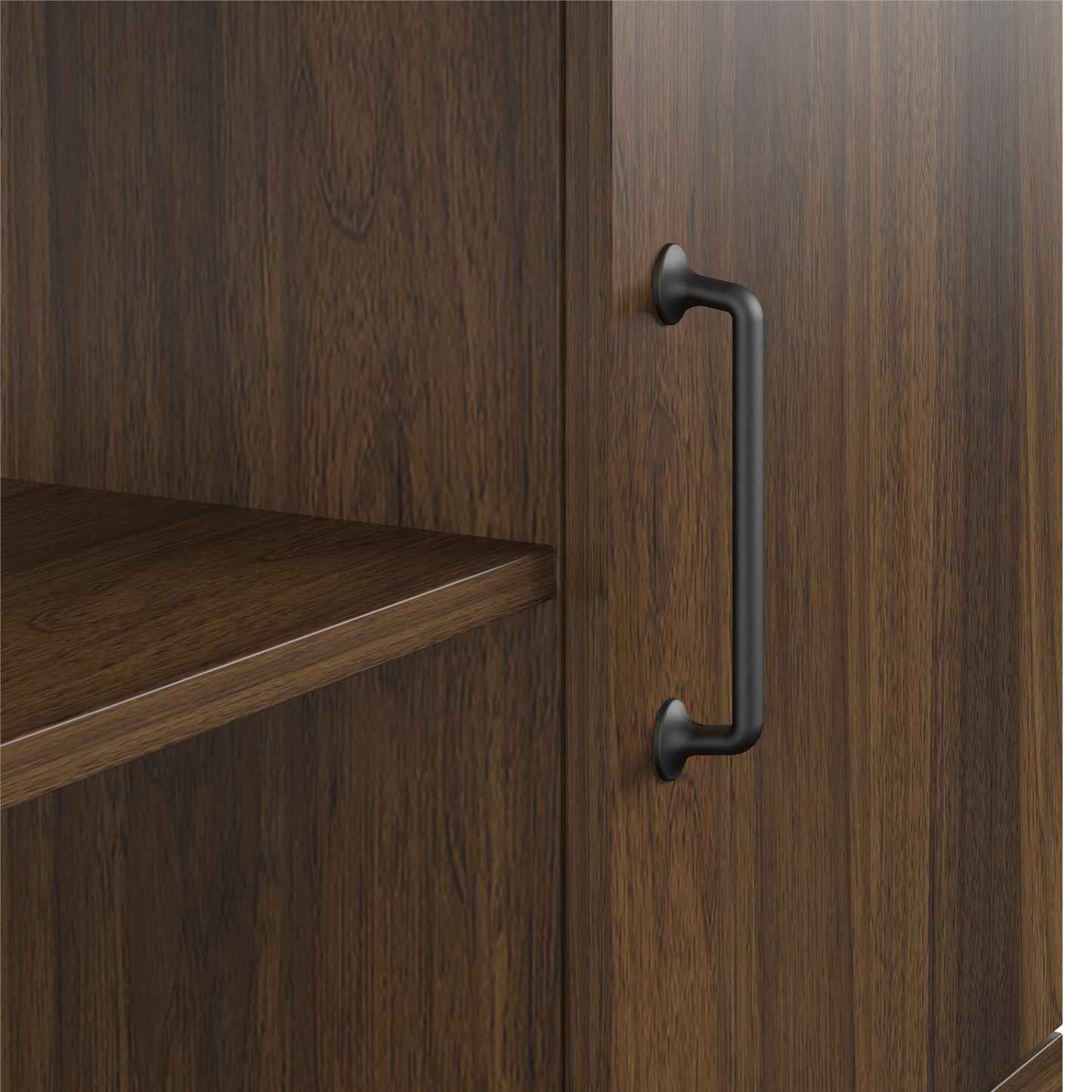 Haven Retro 3 Shelf Bookcase with Open and Closed Storage and Hairpin Legs - Florence Walnut