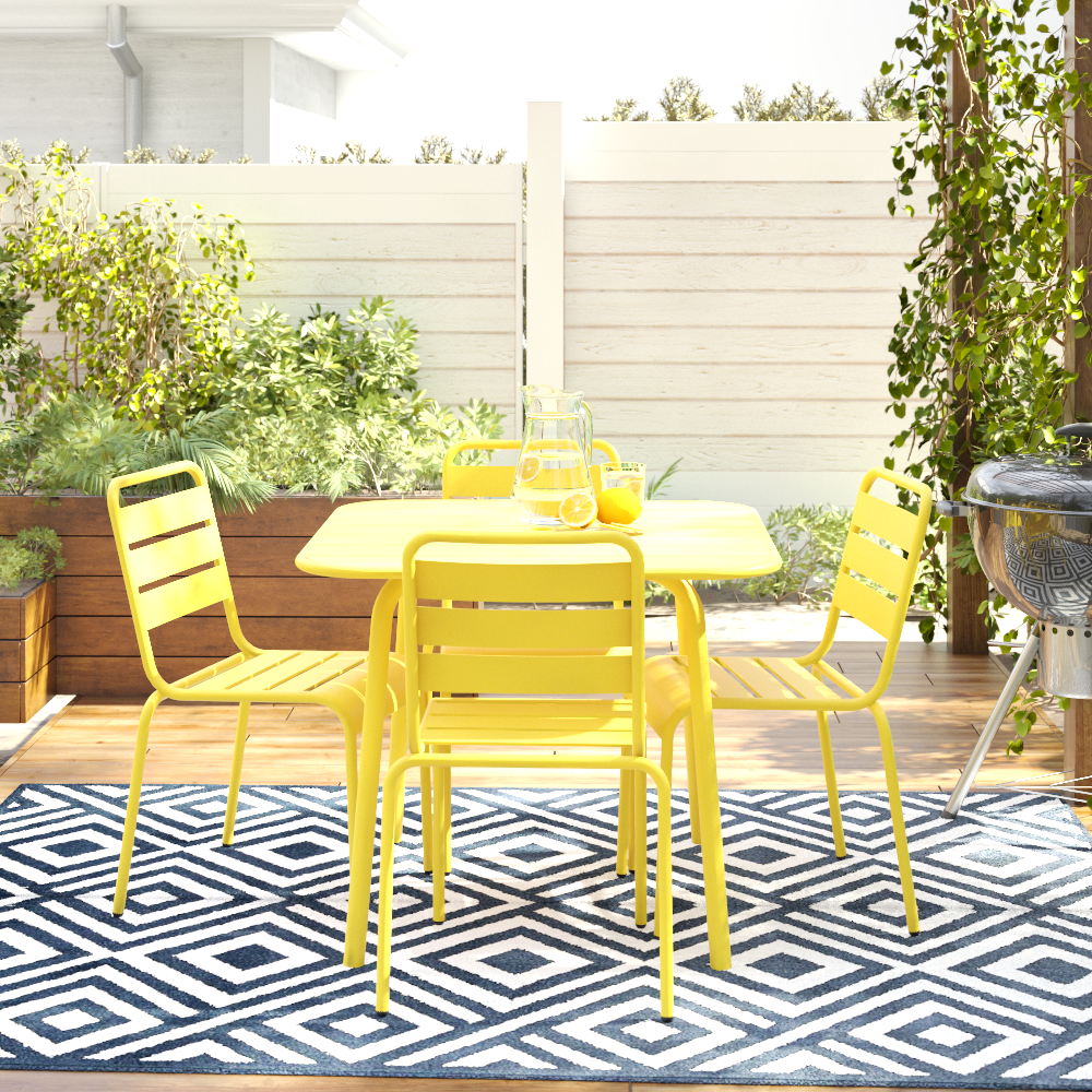 Poolside Gossip June Outdoor/Indoor Stacking Dining Chairs Set - Yellow - 2-Pack