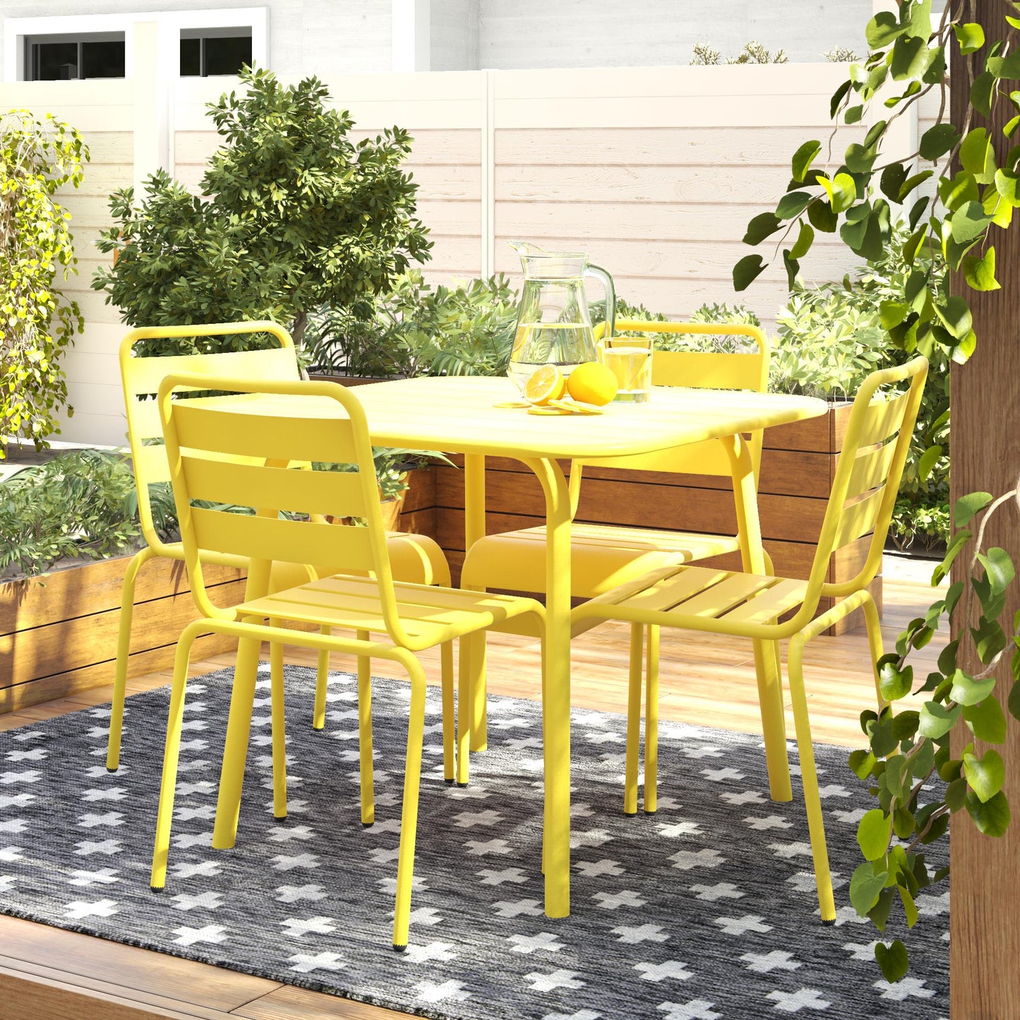 Poolside Gossip June Outdoor/Indoor Stacking Dining Chairs Set - Yellow - 2-Pack