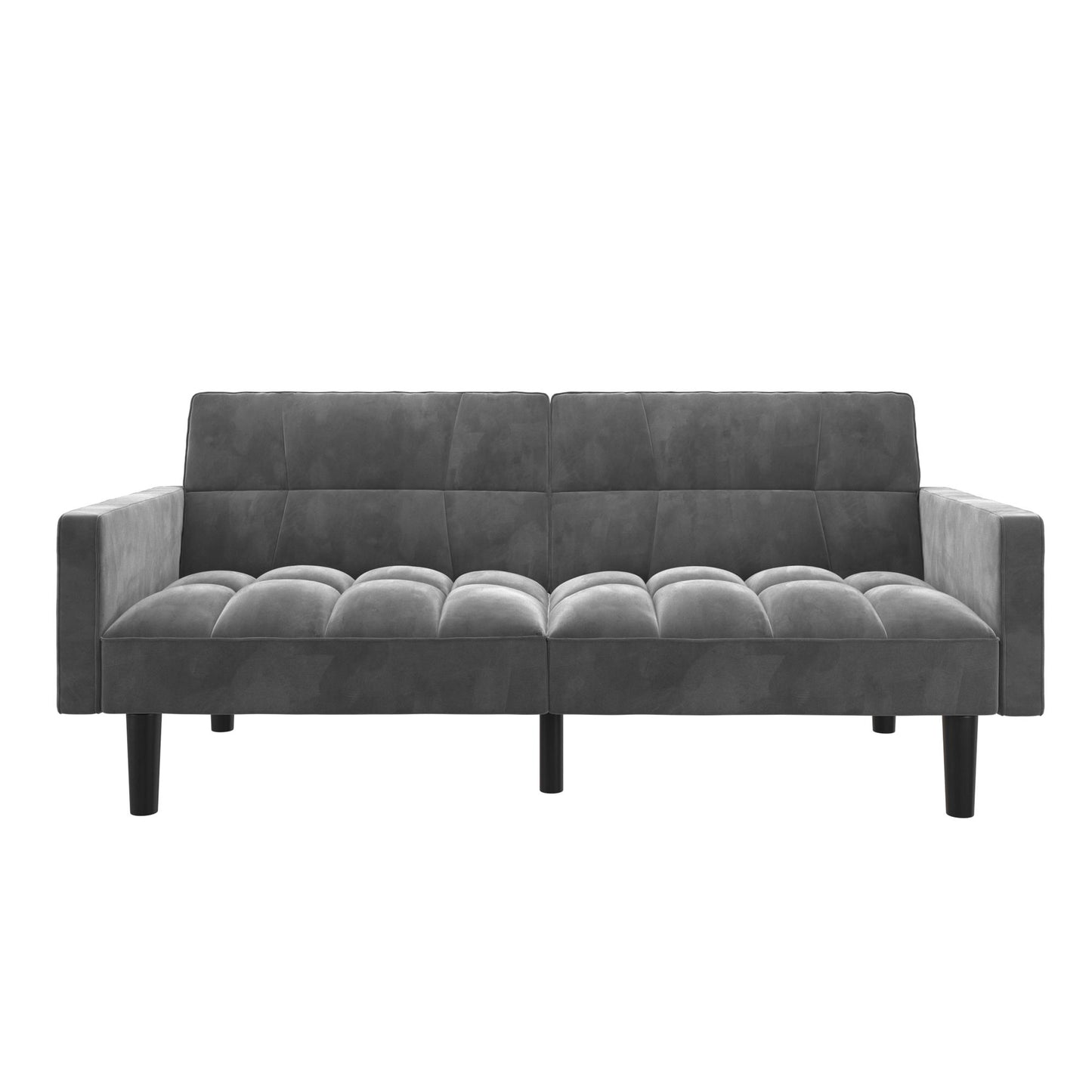 Harper Convertible Upholstered Futon with Wide Track Arms - Gray