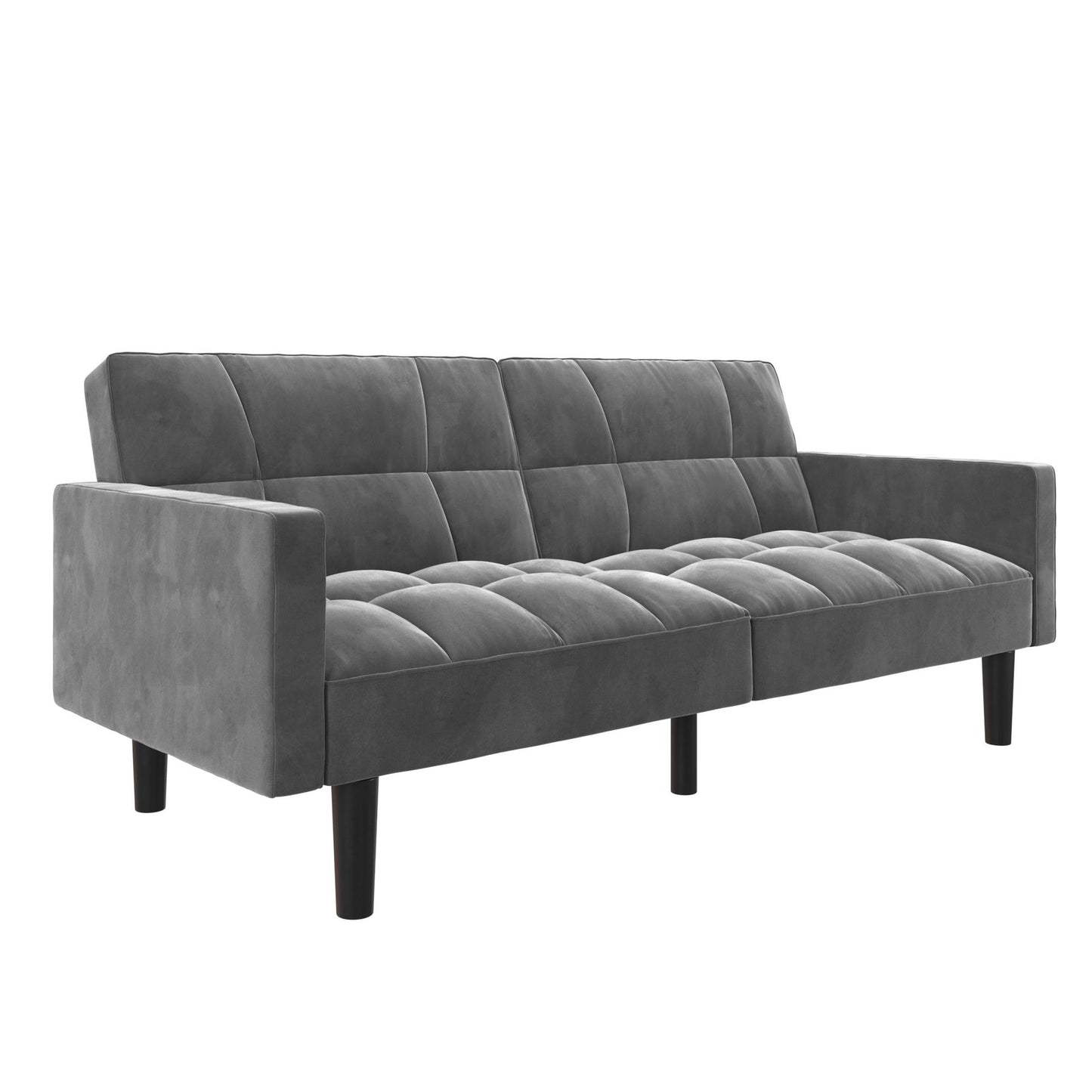 Harper Convertible Upholstered Futon with Wide Track Arms - Gray