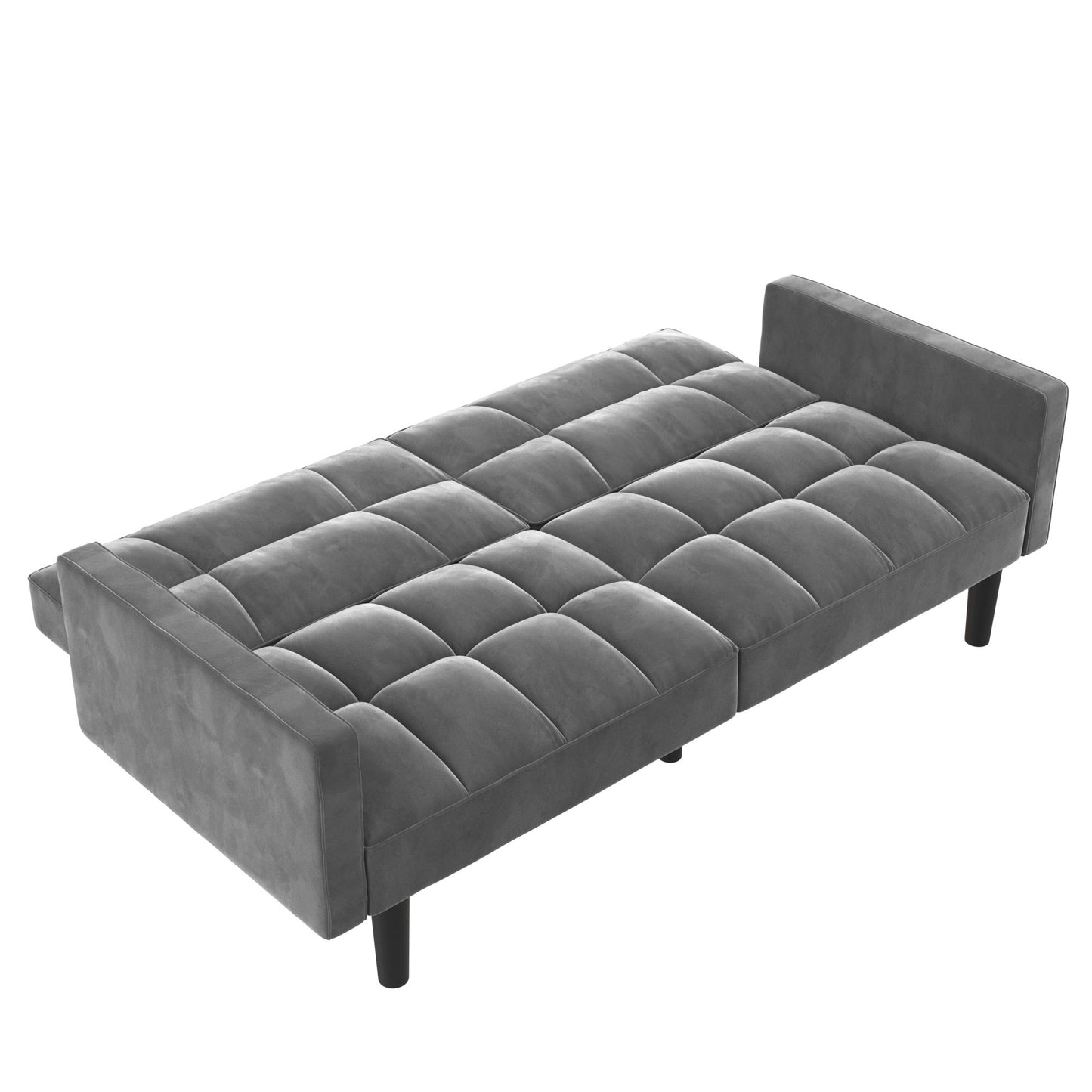 Harper Convertible Upholstered Futon with Wide Track Arms - Gray