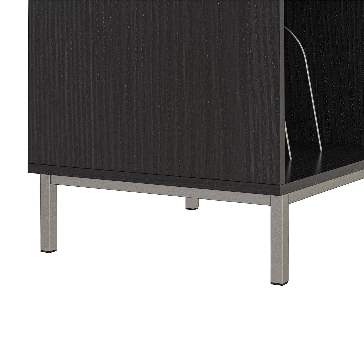 Lumina Turntable Stand with 2 Shelves and LED Lights - Black Oak
