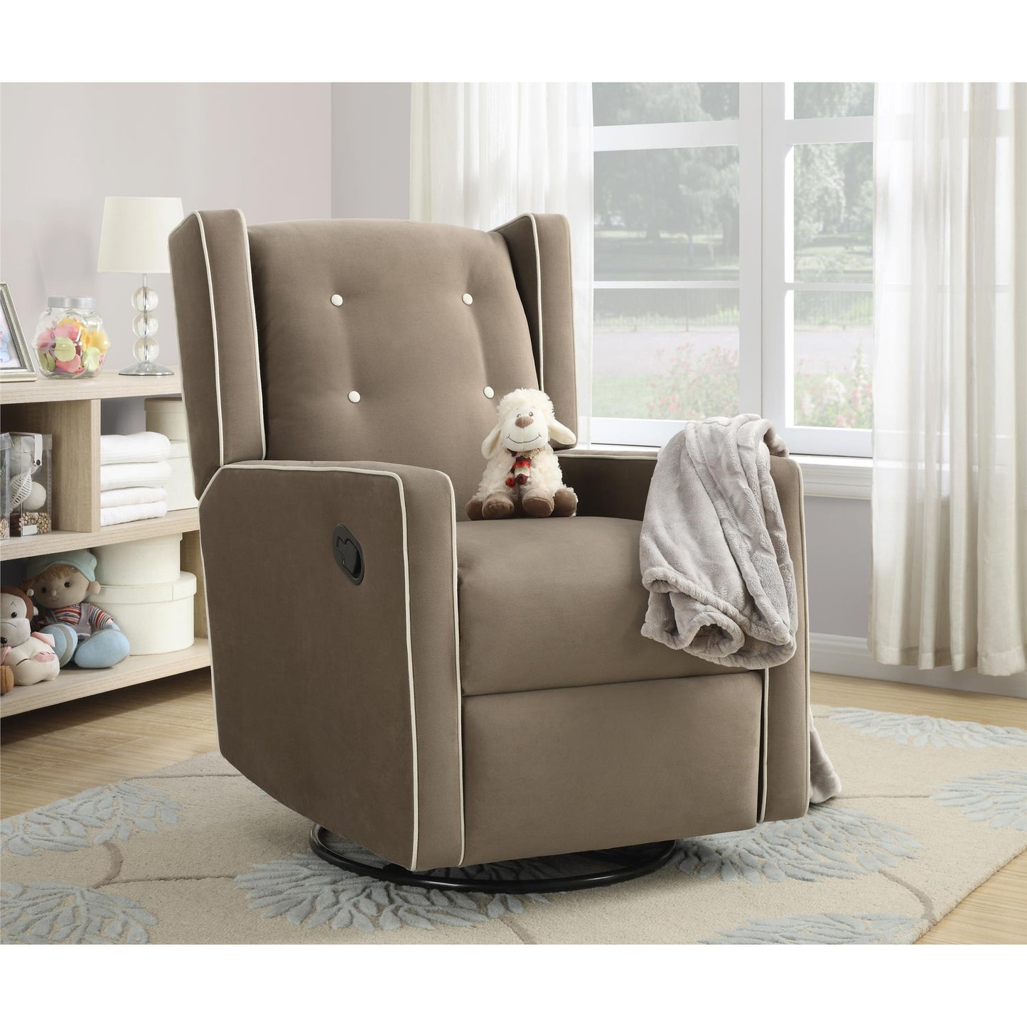 Mikayla Swivel Glider Recliner Chair Pocket Coil Seating - Mocha