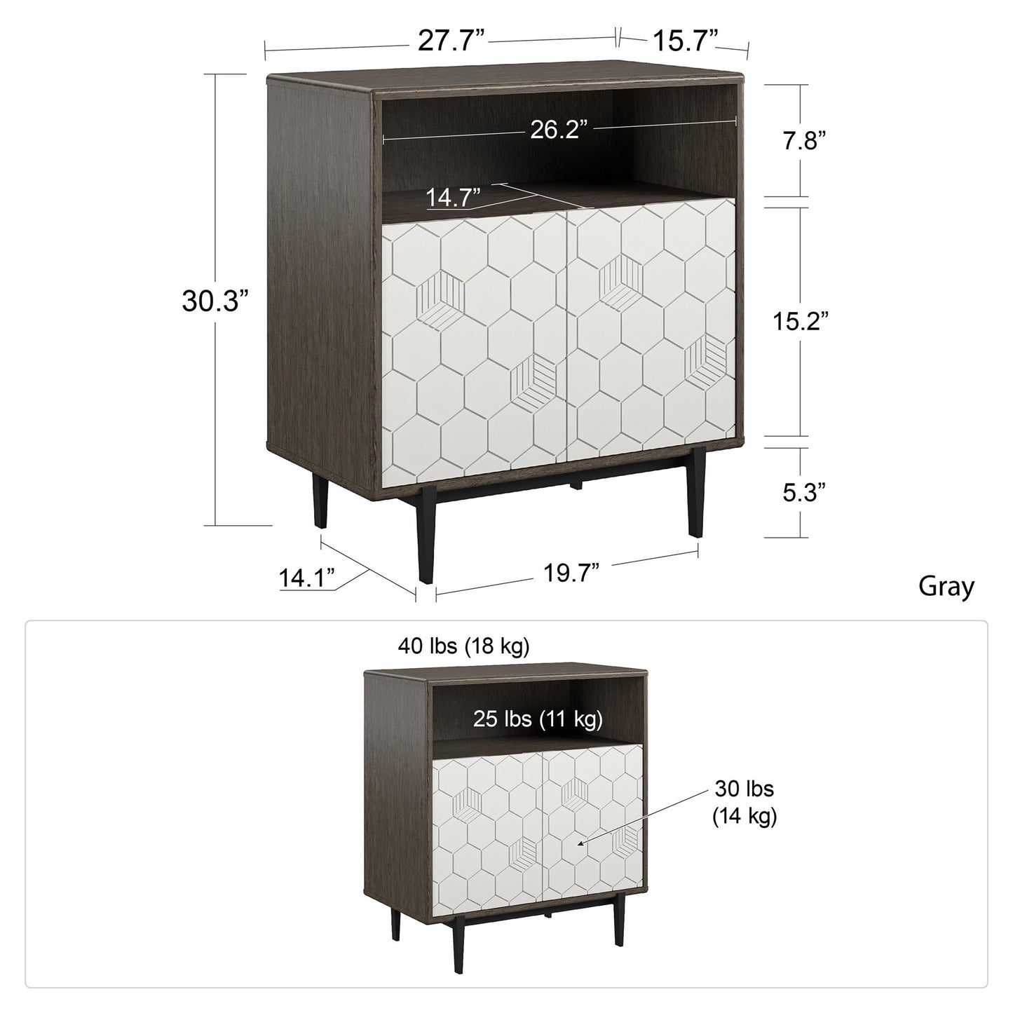 Olivia Storage Cabinet - Gray (Wood Grain)