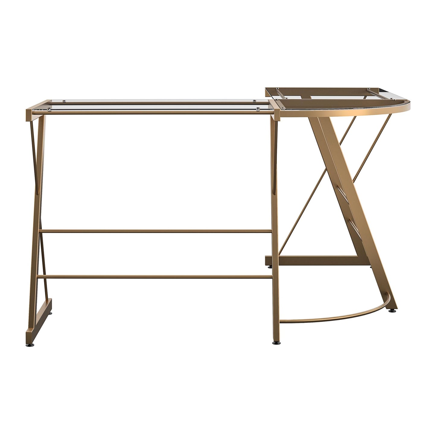 Odin Glass L-Shaped Computer Desk, Gold - Gold
