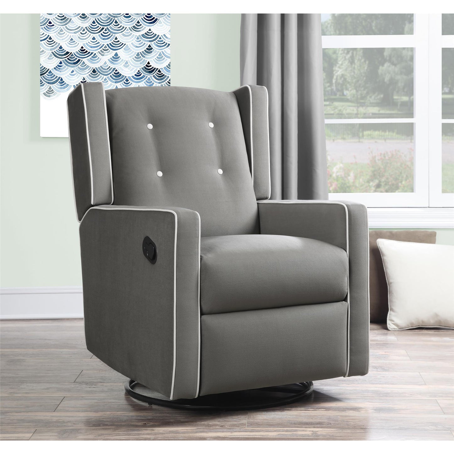 Mikayla Swivel Glider Recliner Chair Pocket Coil Seating - Gray