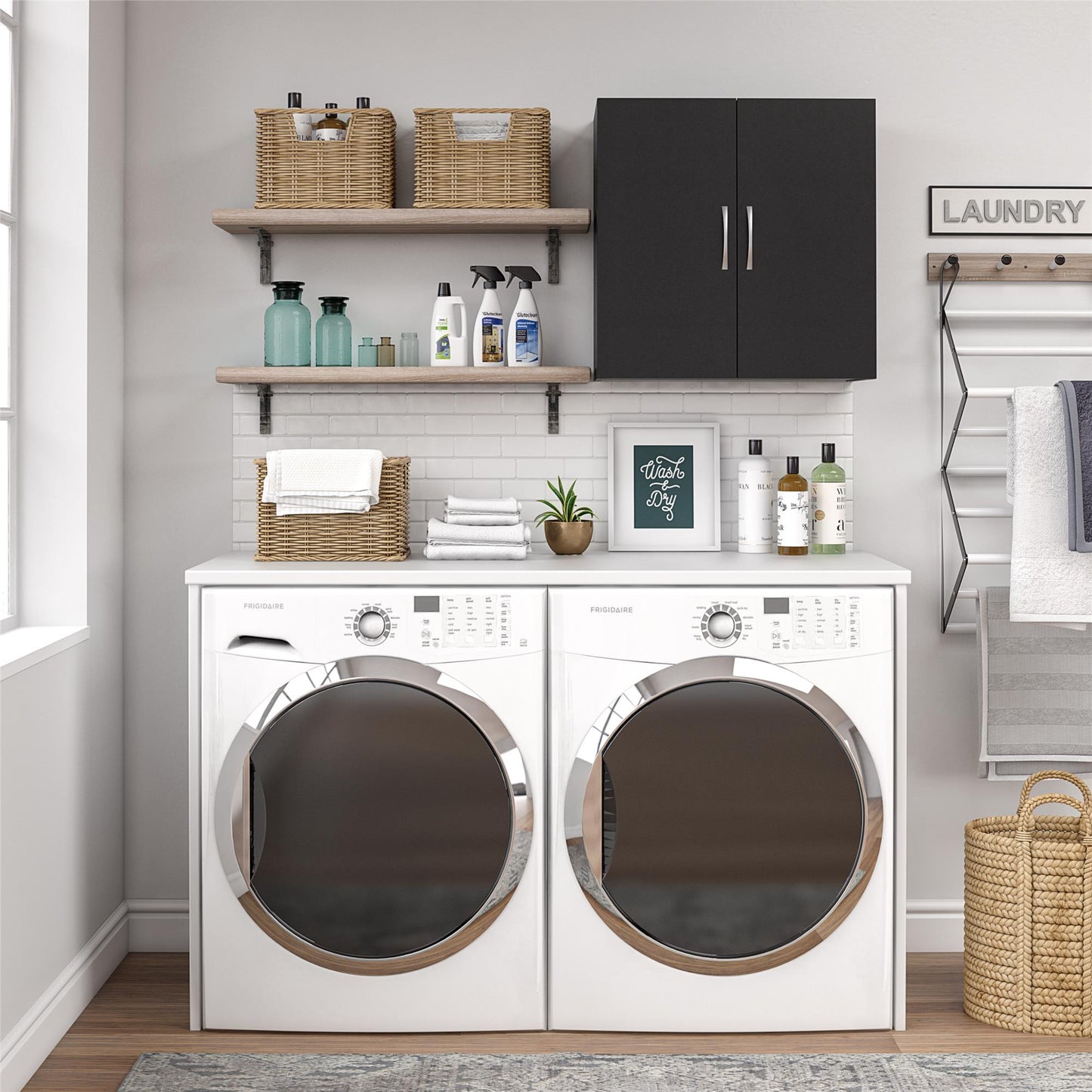 Basin 24 Inch 2 Door Wall Storage Cabinet - Black