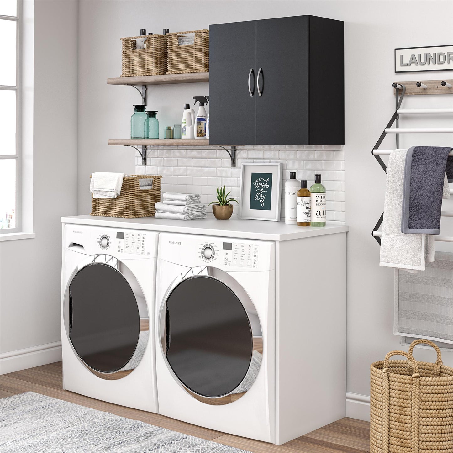 Basin 24 Inch 2 Door Wall Storage Cabinet - Black