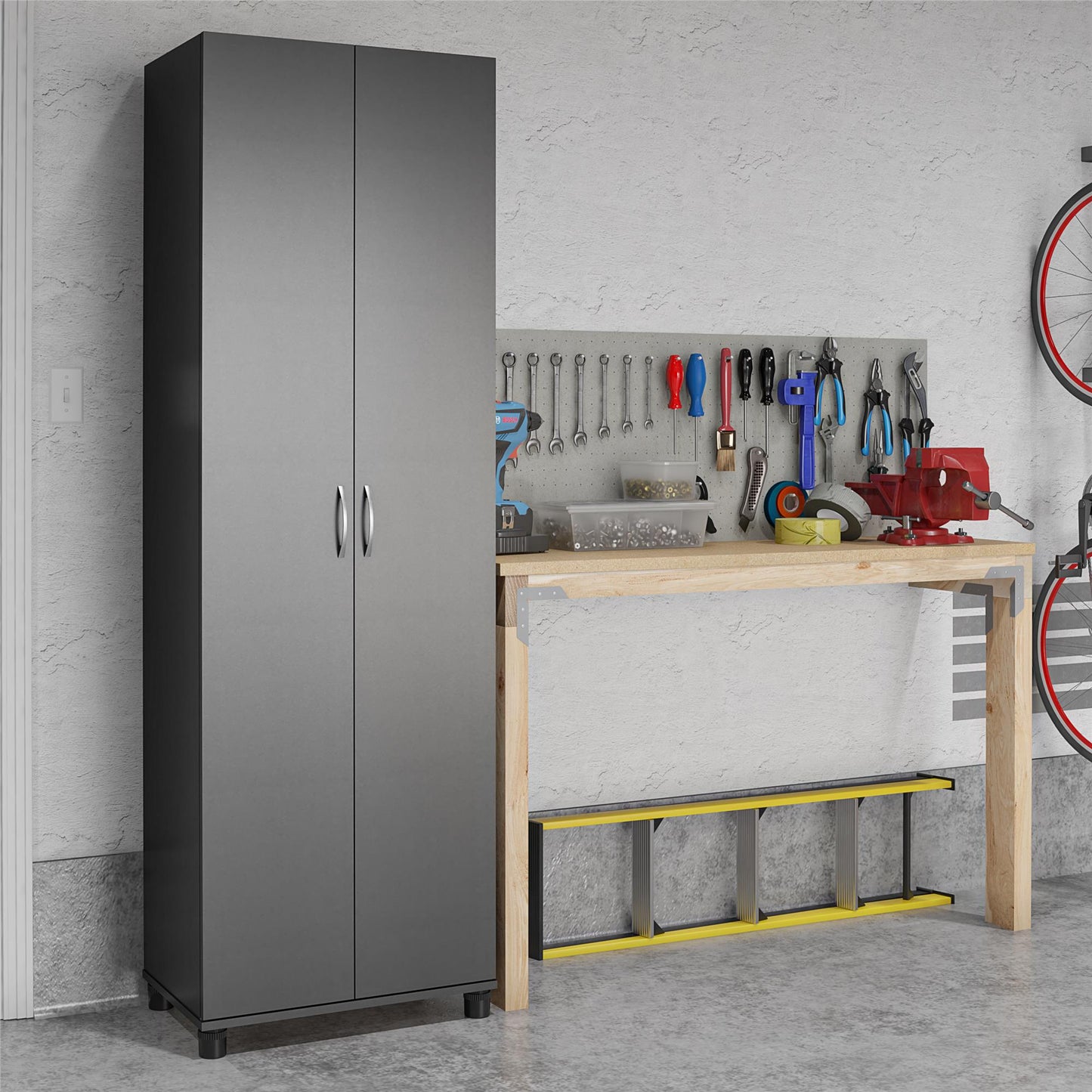 Basin 24 Inch 2 Door Utility Storage Cabinet - Black
