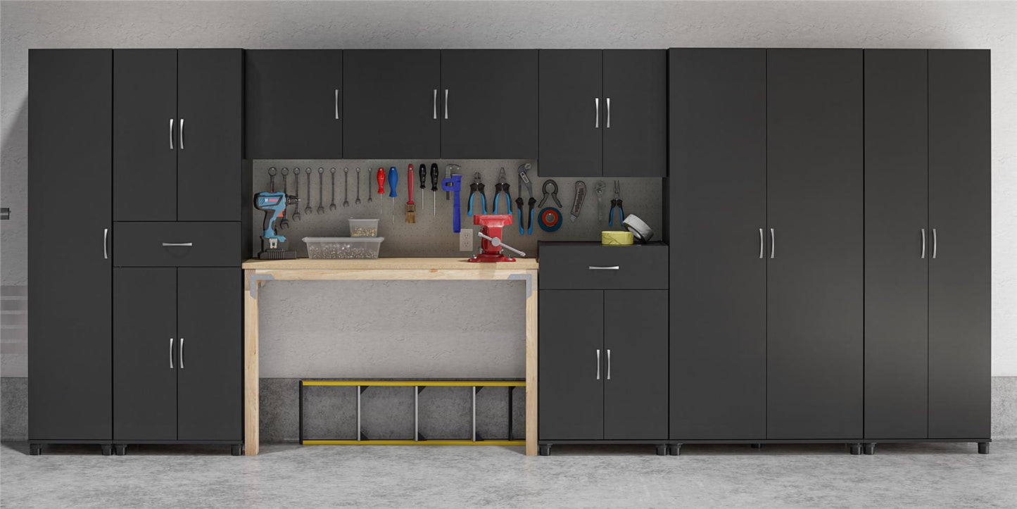 Basin 24 Inch 2 Door Utility Storage Cabinet - Black