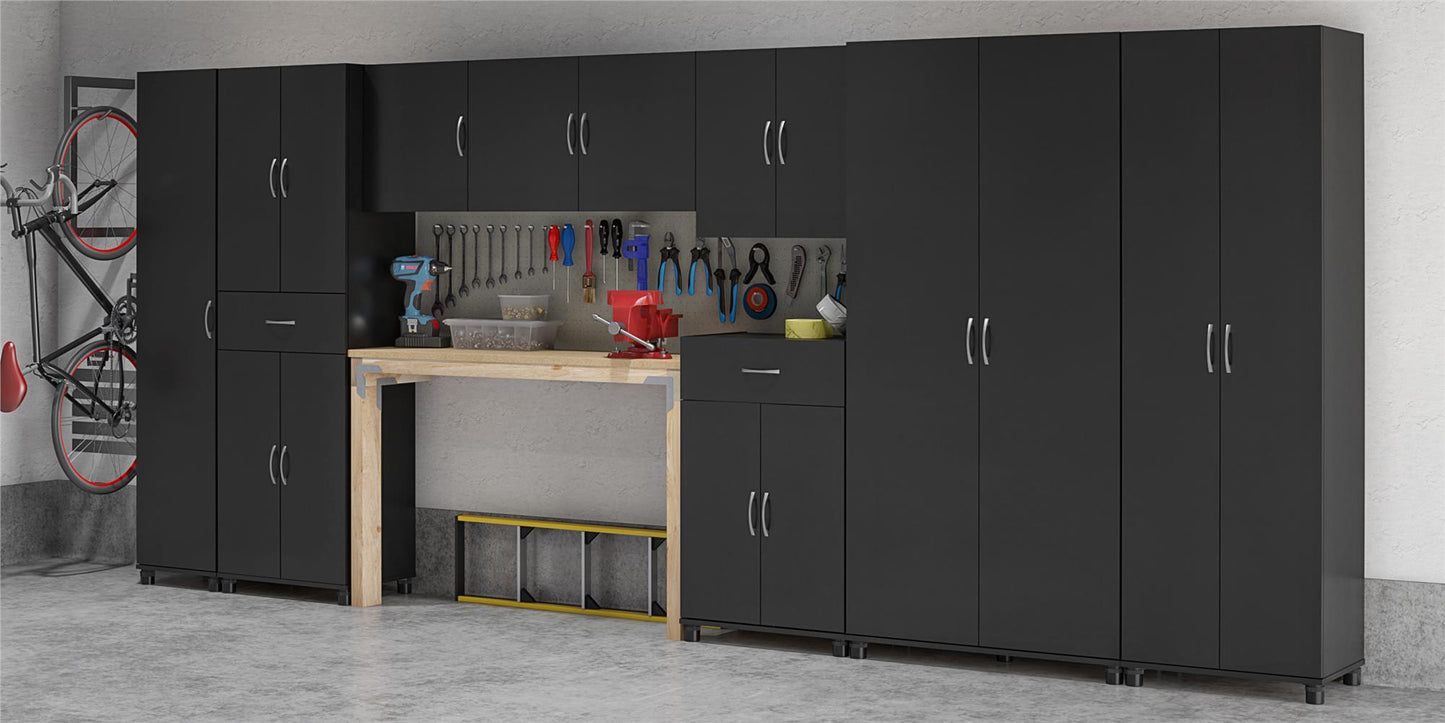 Basin 24 Inch 2 Door Utility Storage Cabinet - Black