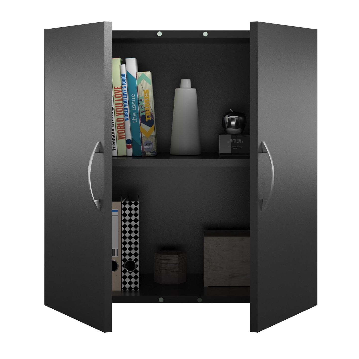 Basin 24 Inch 2 Door Wall Storage Cabinet - Black