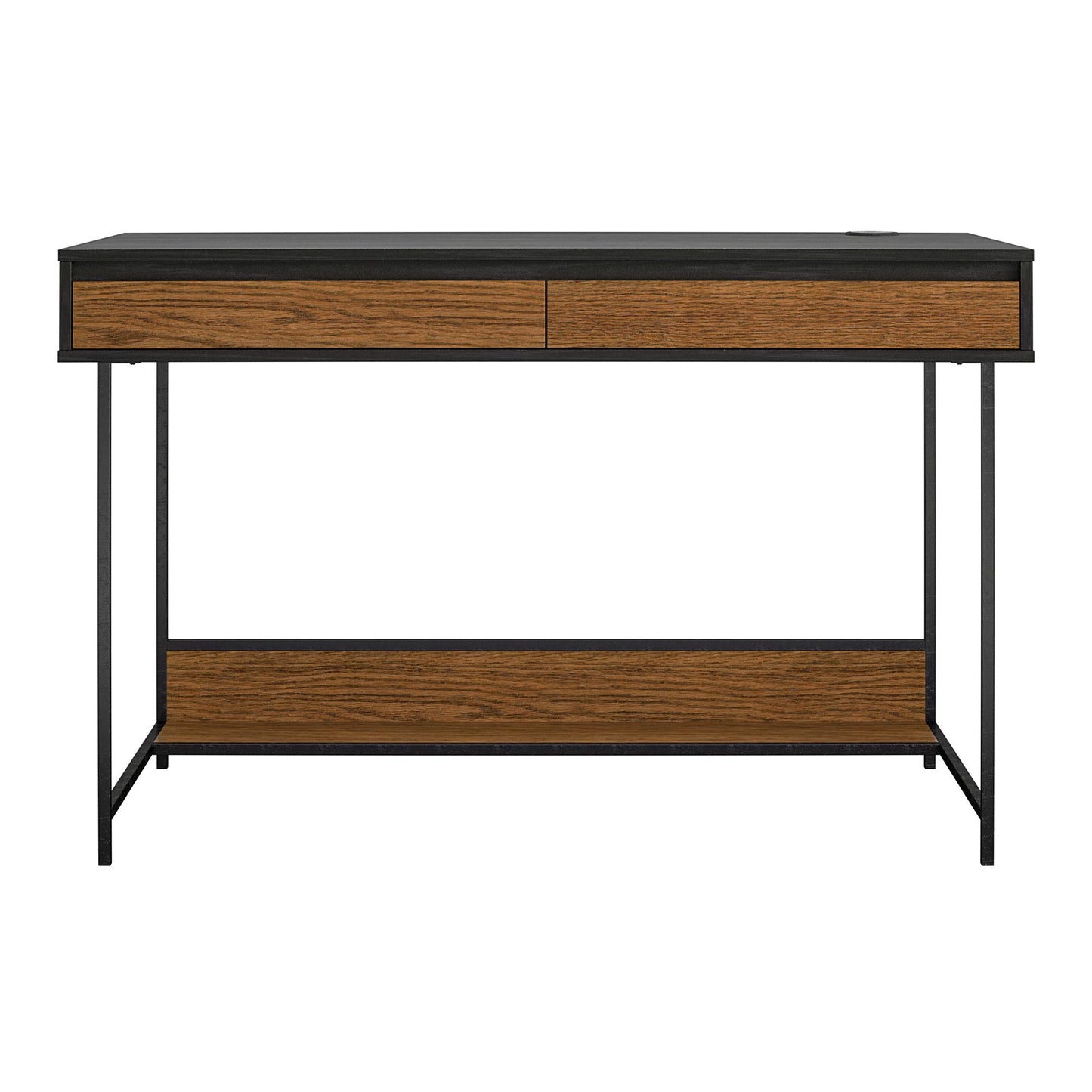 Reznor Computer Desk, with 2 Drawers and Wireless Charger - Black Oak