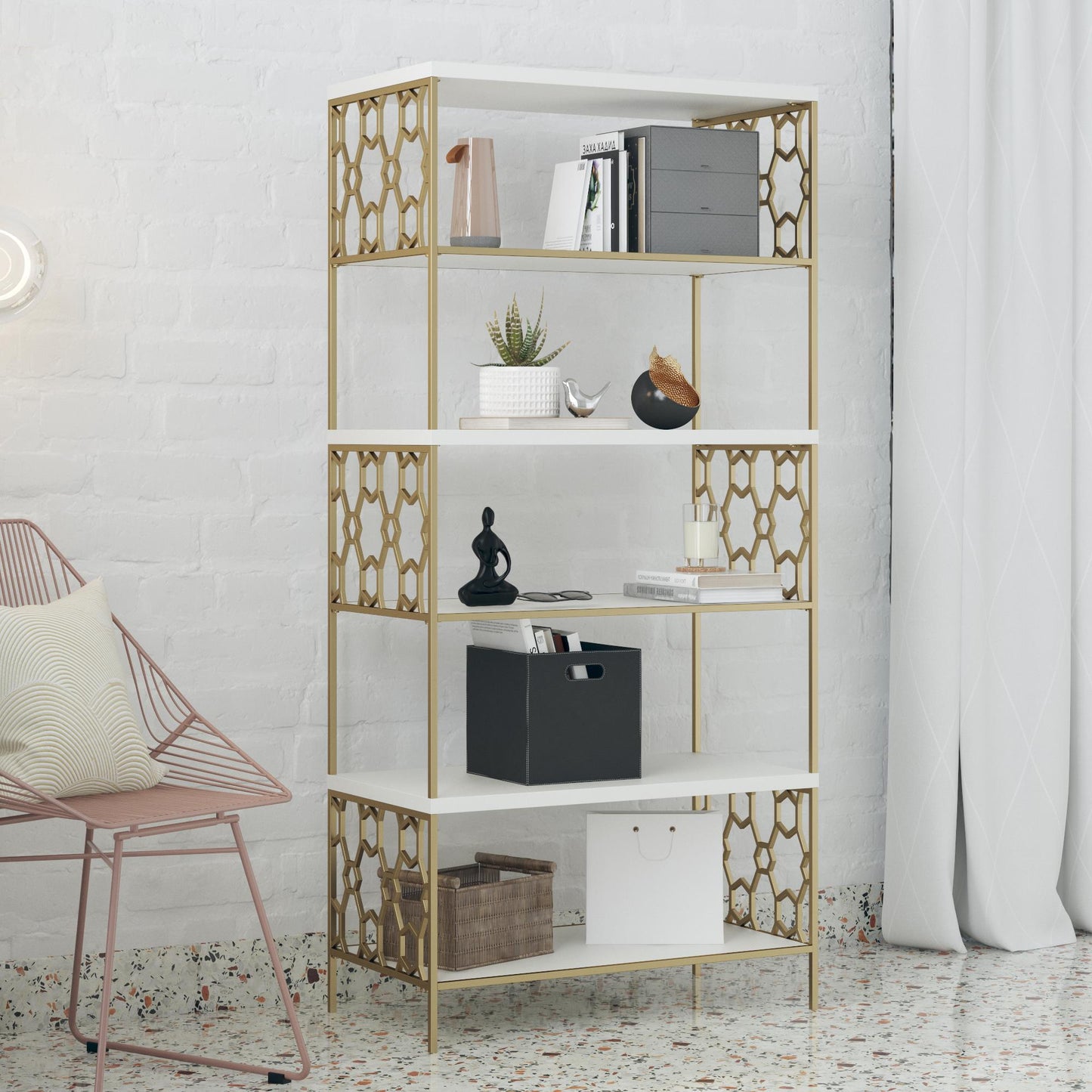 CosmoLiving by Cosmopolitan Ella 5 Shelf Bookcase - White