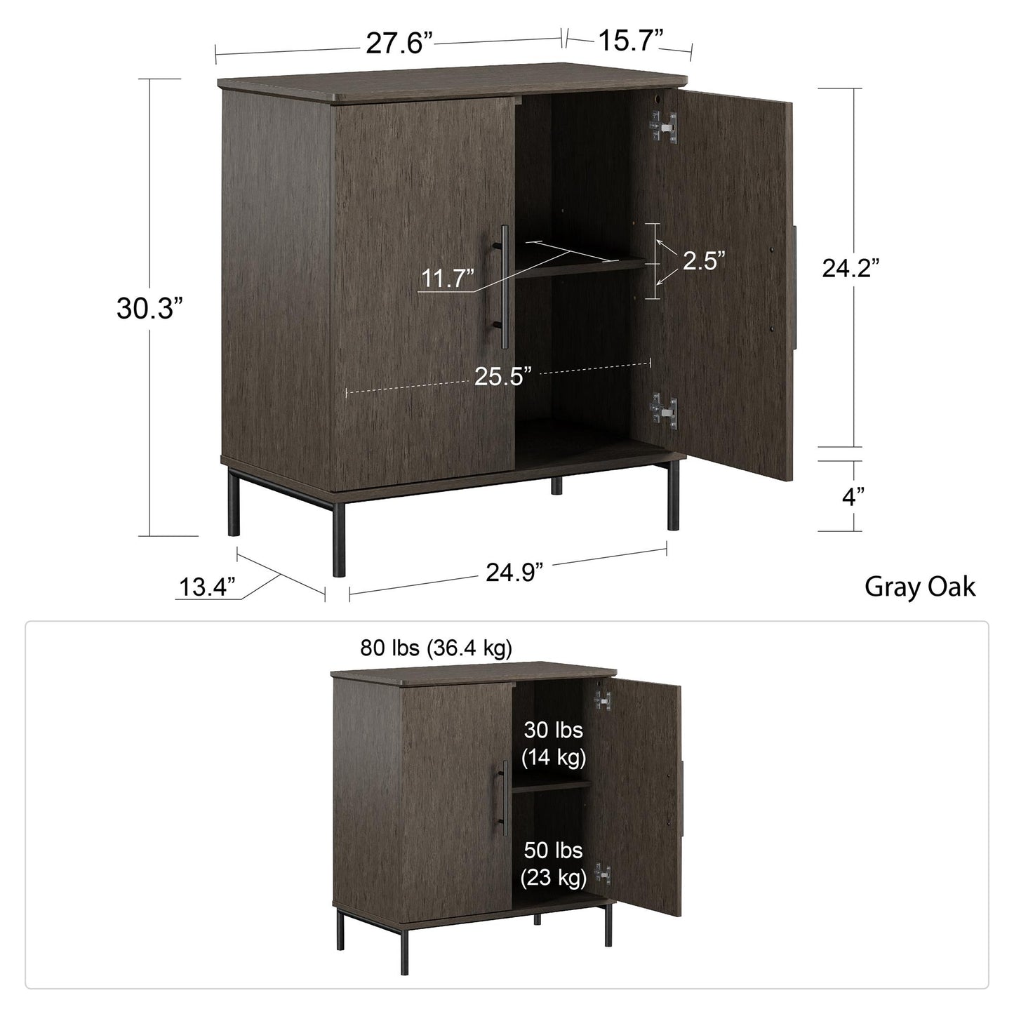 Vivinne Storage Cabinet - Gray (Wood Grain)