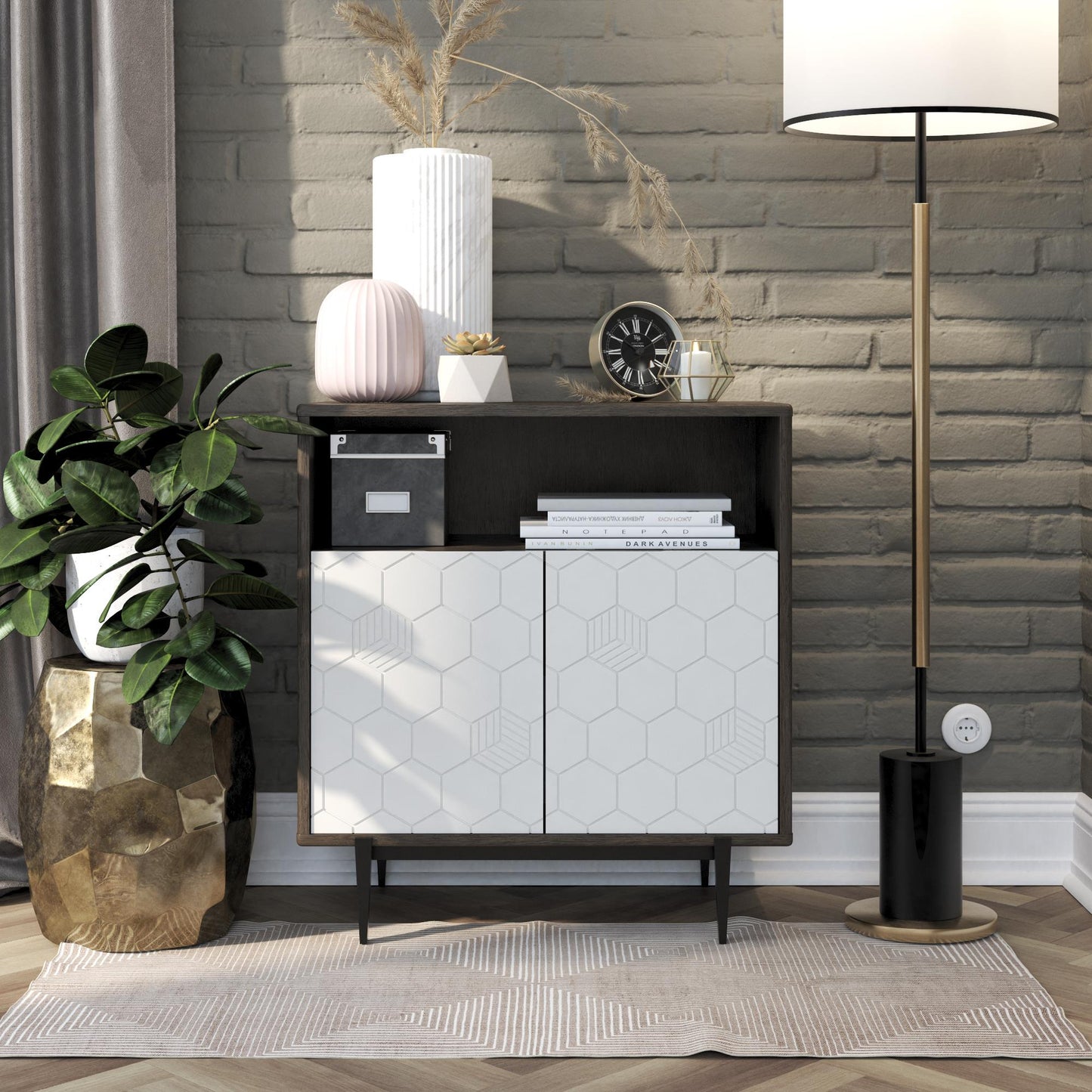Olivia Storage Cabinet - Gray (Wood Grain)
