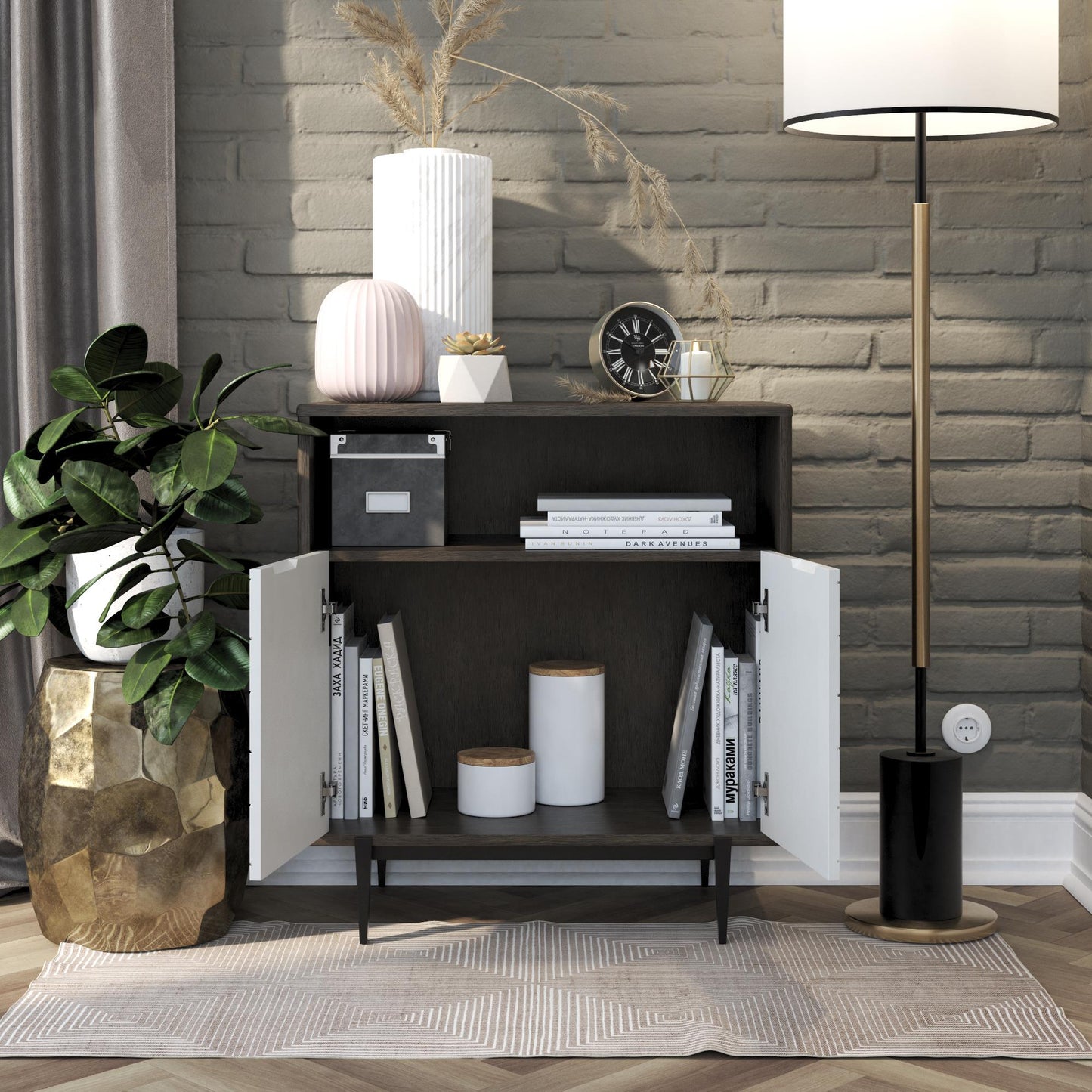 Olivia Storage Cabinet - Gray (Wood Grain)