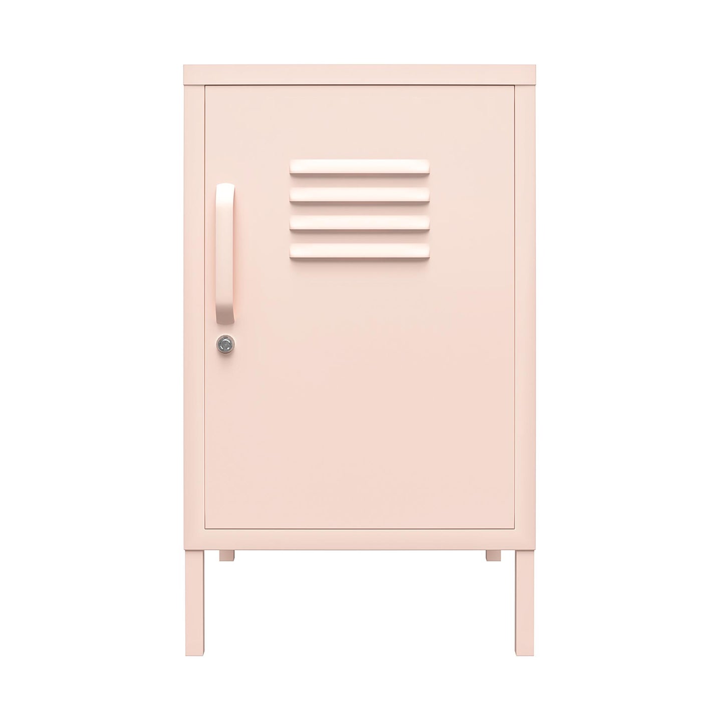 Shadwick Closed Door Metal Locker End Table with 2 Shelves - Pink