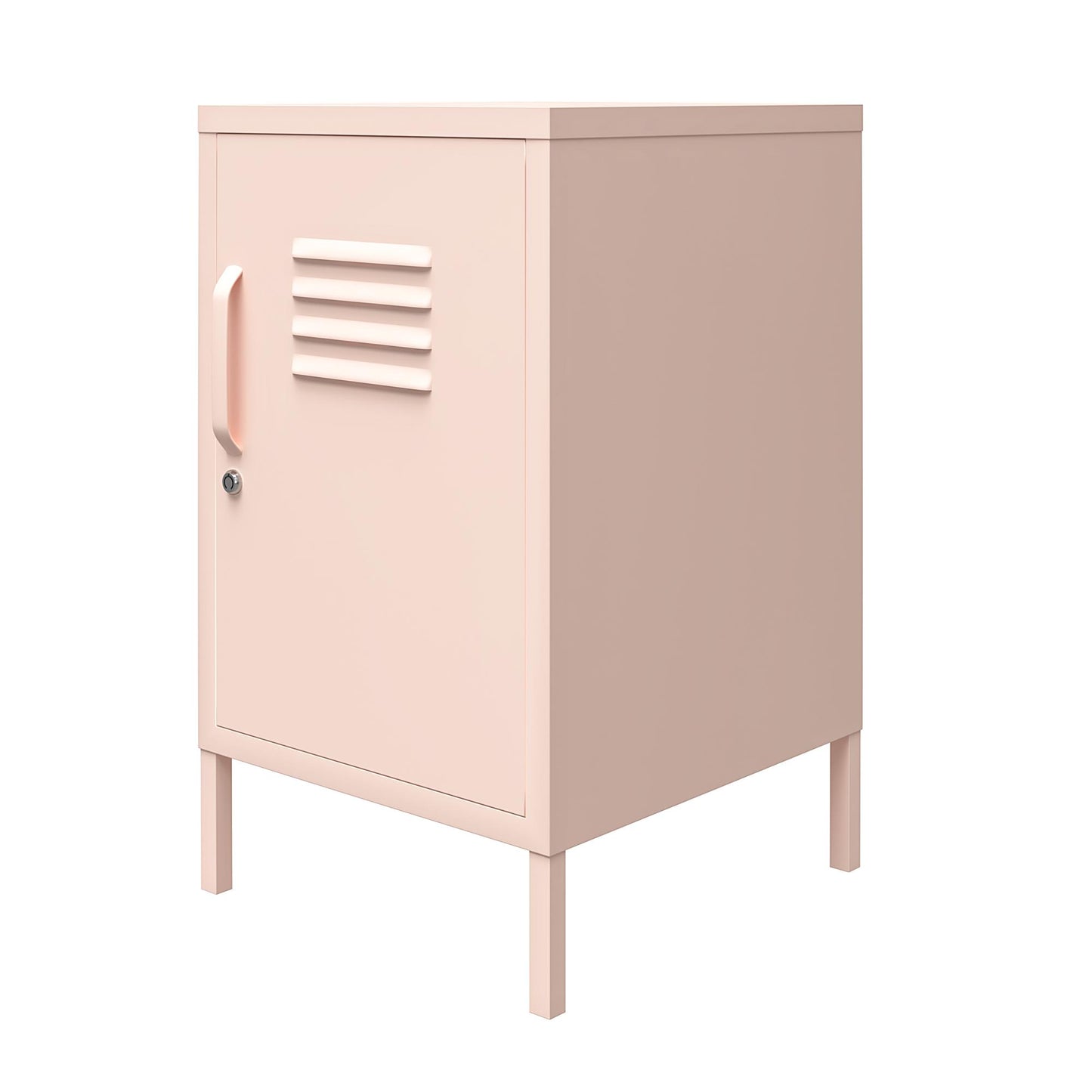 Shadwick Closed Door Metal Locker End Table with 2 Shelves - Pink