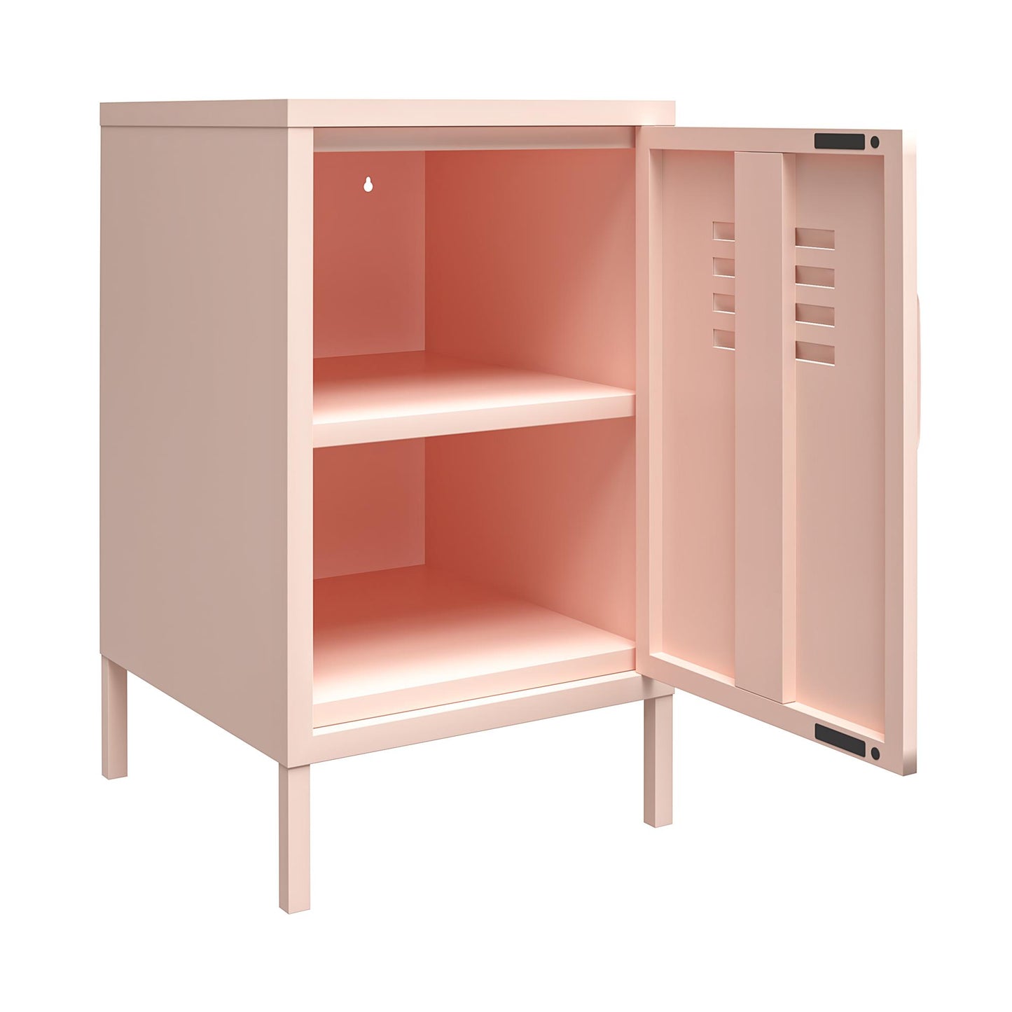 Shadwick Closed Door Metal Locker End Table with 2 Shelves - Pink