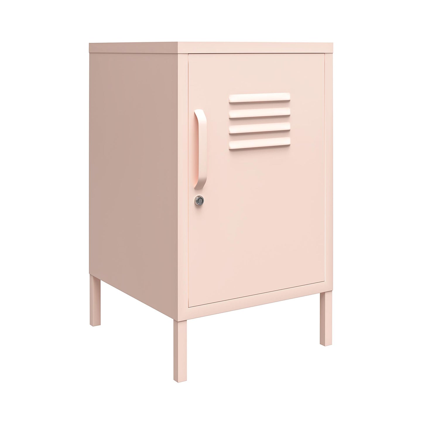 Shadwick Closed Door Metal Locker End Table with 2 Shelves - Pink
