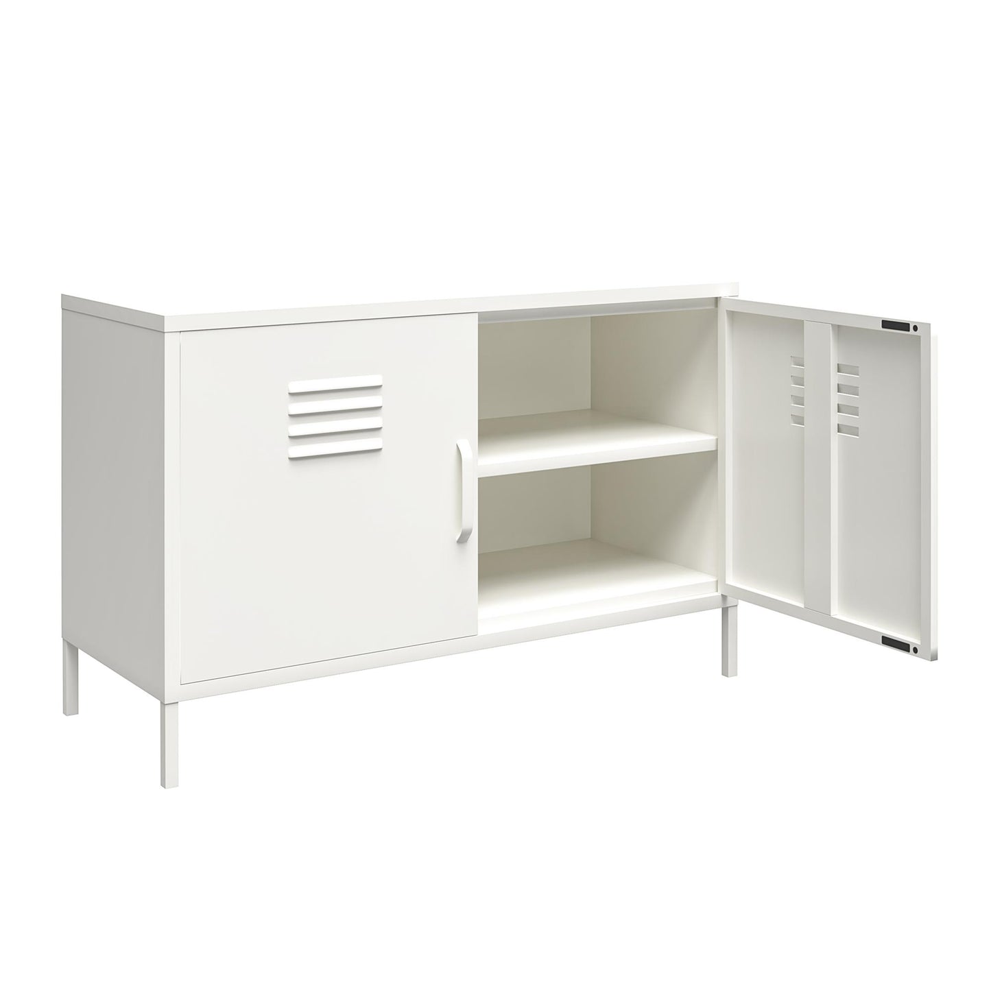 Shadwick 2 Door Metal Locker Accent Cabinet with 2 Shelves - White