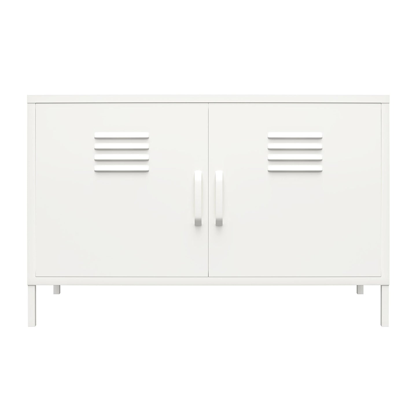 Shadwick 2 Door Metal Locker Accent Cabinet with 2 Shelves - White