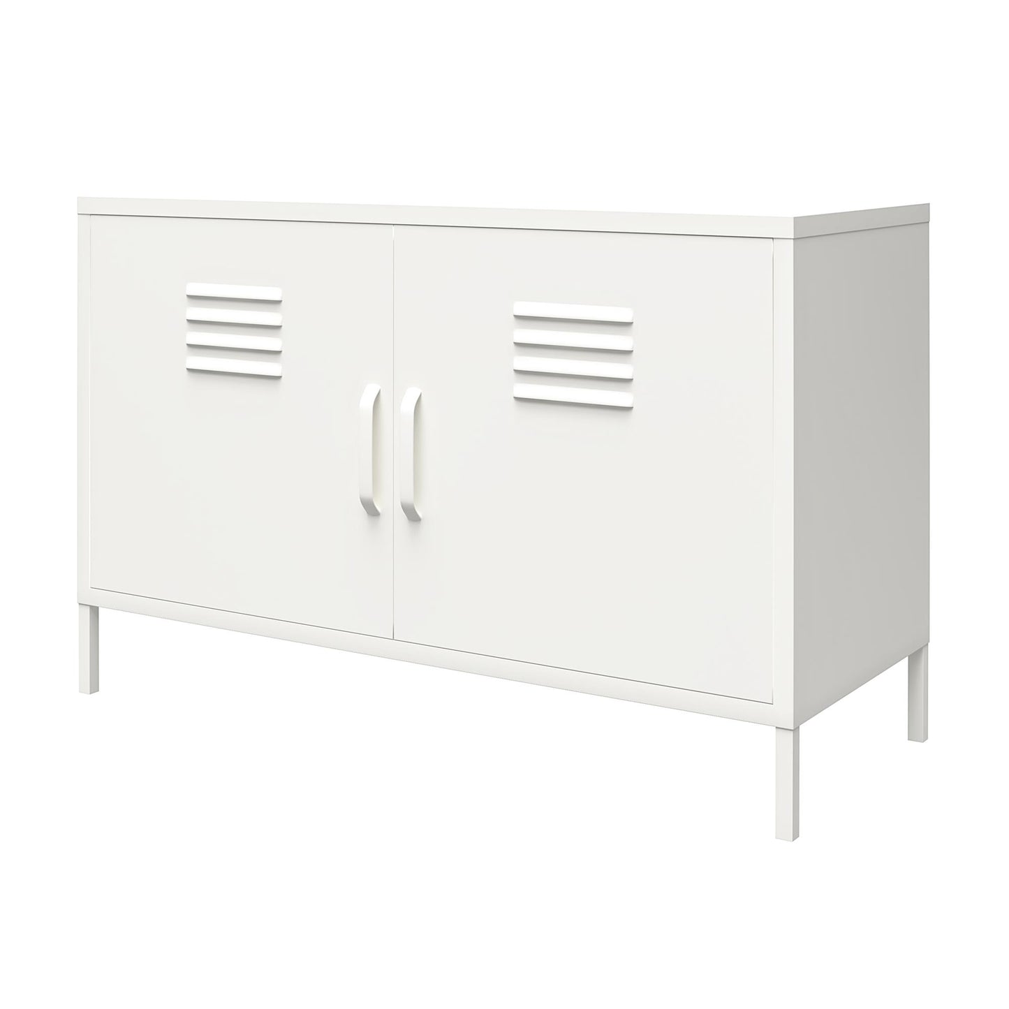 Shadwick 2 Door Metal Locker Accent Cabinet with 2 Shelves - White