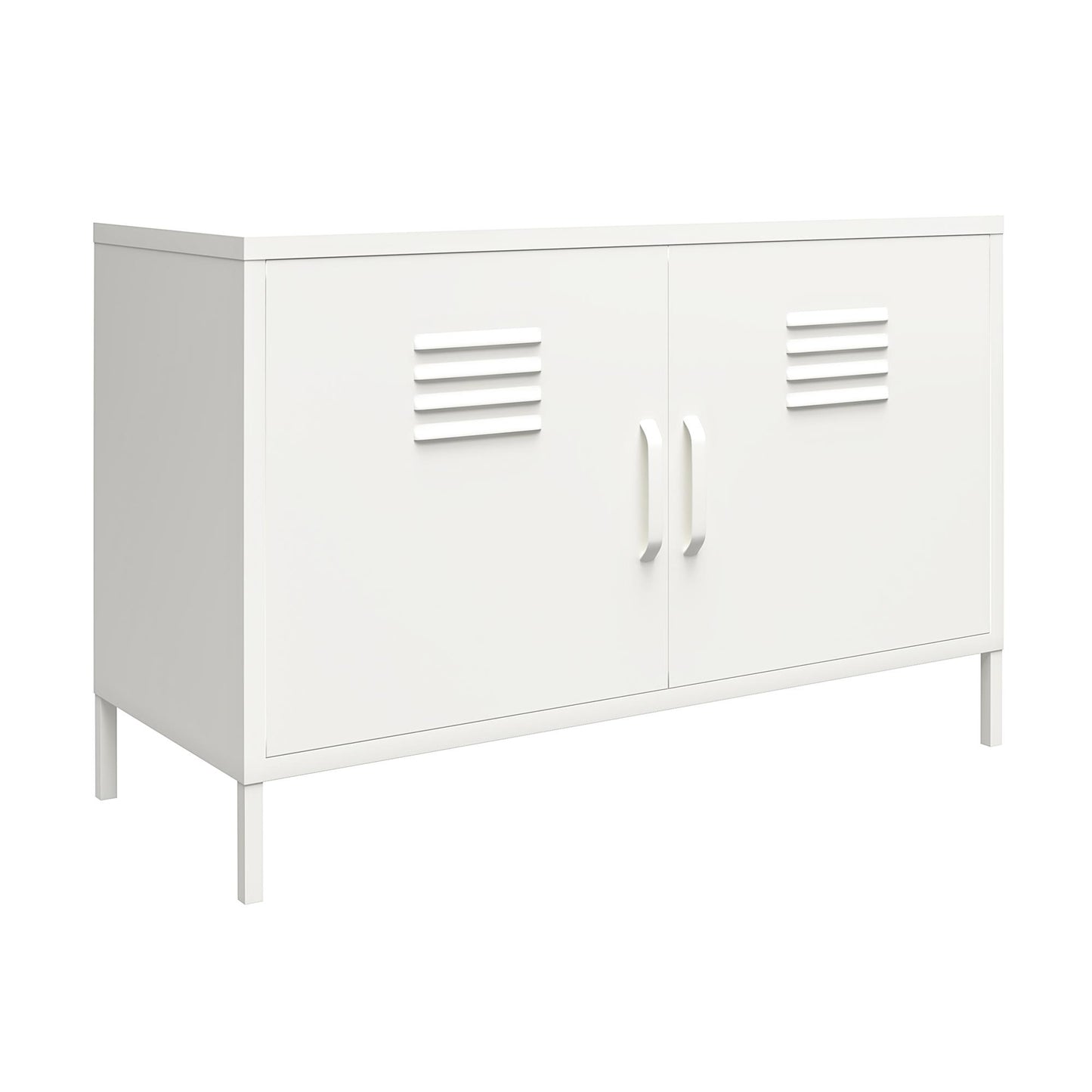 Shadwick 2 Door Metal Locker Accent Cabinet with 2 Shelves - White