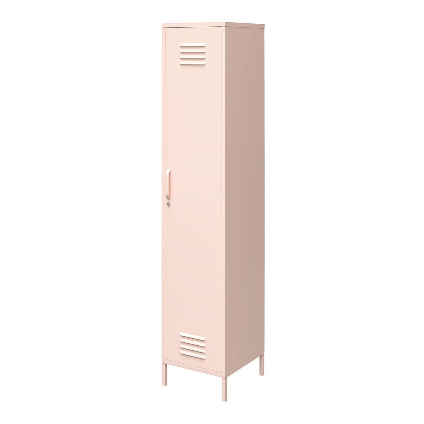 Shadwick Single Closed Door Metal Locker Storage Cabinet with 4 Shelves - Pink