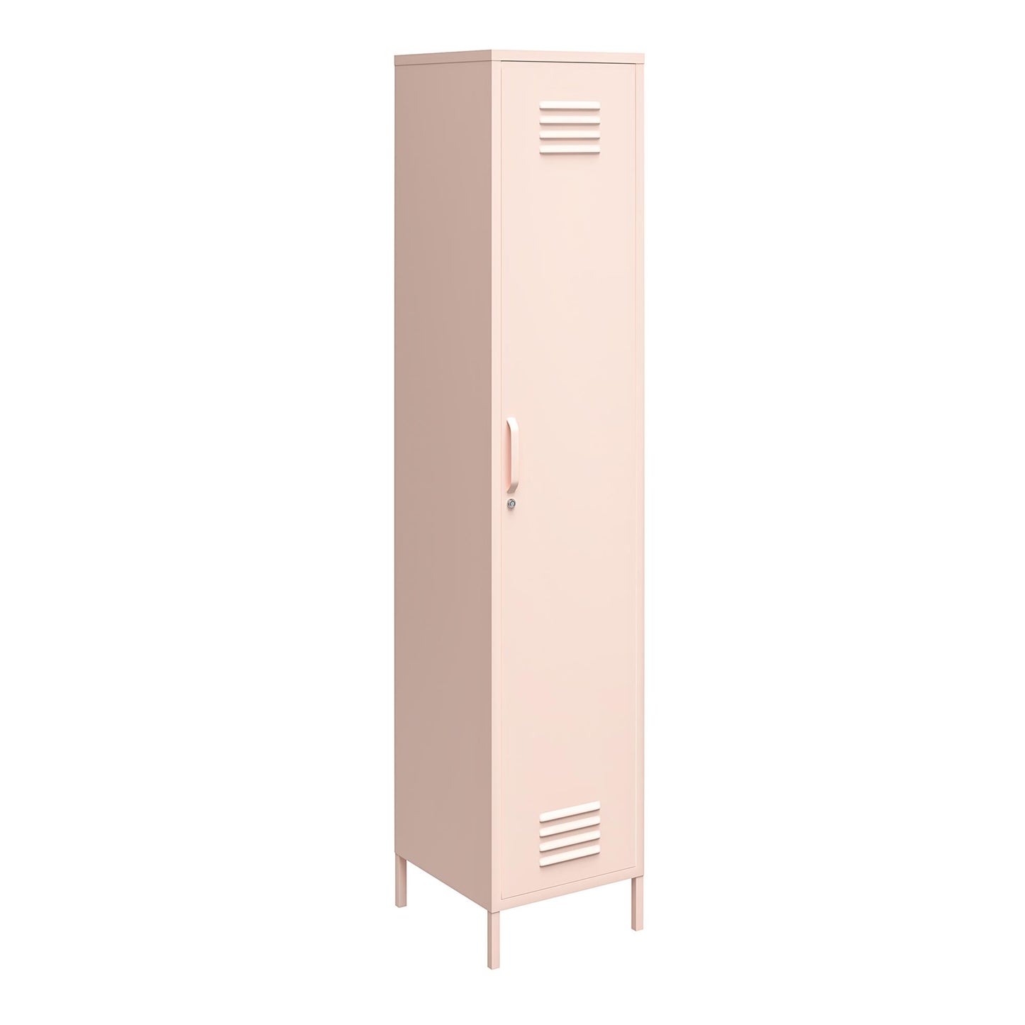 Shadwick Single Closed Door Metal Locker Storage Cabinet with 4 Shelves - Pink